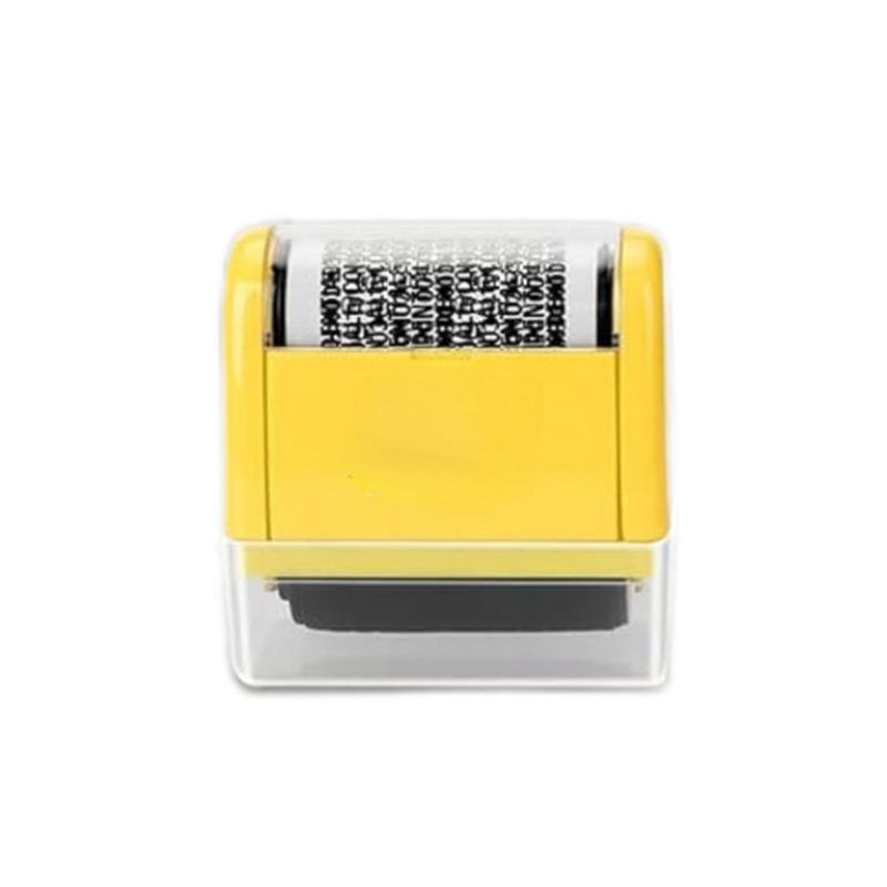 Miseyo Wide Identity Theft Protection Roller Stamp Set -Yellow (3 Refill Ink Included