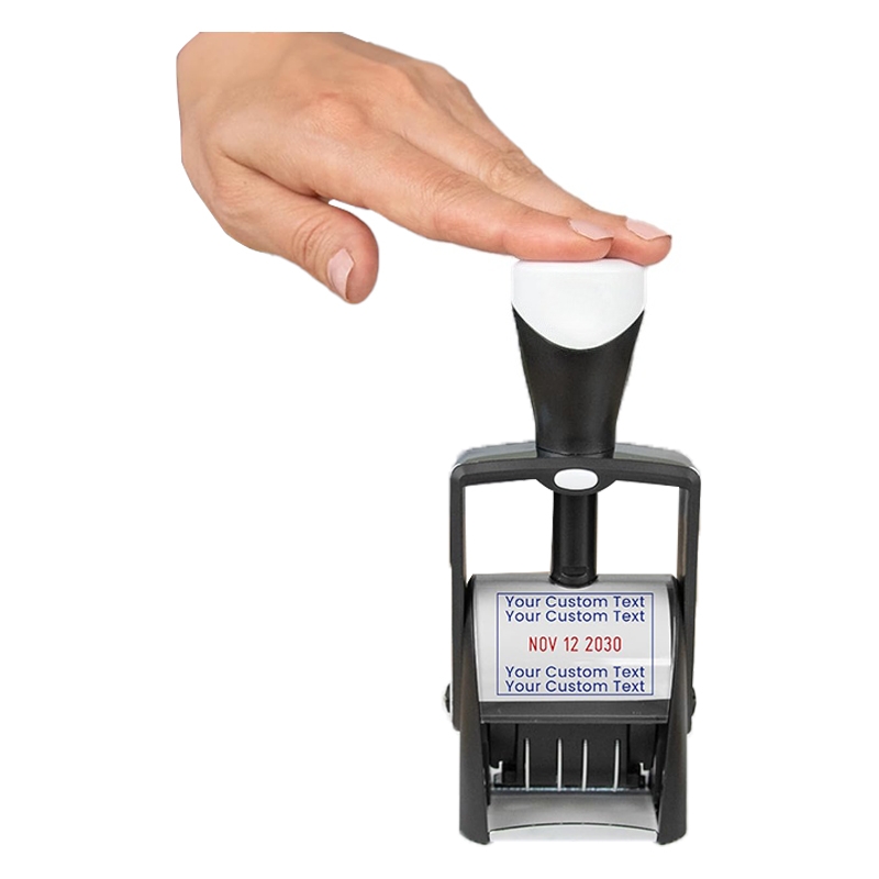 Heavy Duty Self-Inking Date Stamp (Blue/Red, Custom)