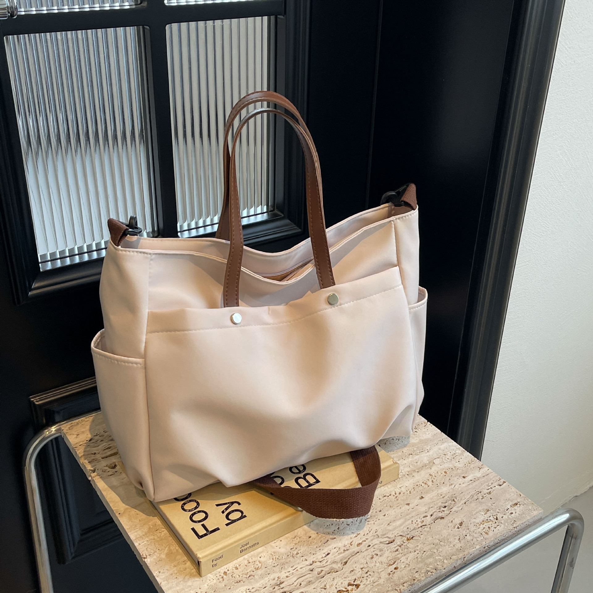 Cross-Border New Tote Bag Crossbody Bag Women's Fashion Casual Simple Shoulder Bag Large Capacity Multi-Pocket Shopping Bag