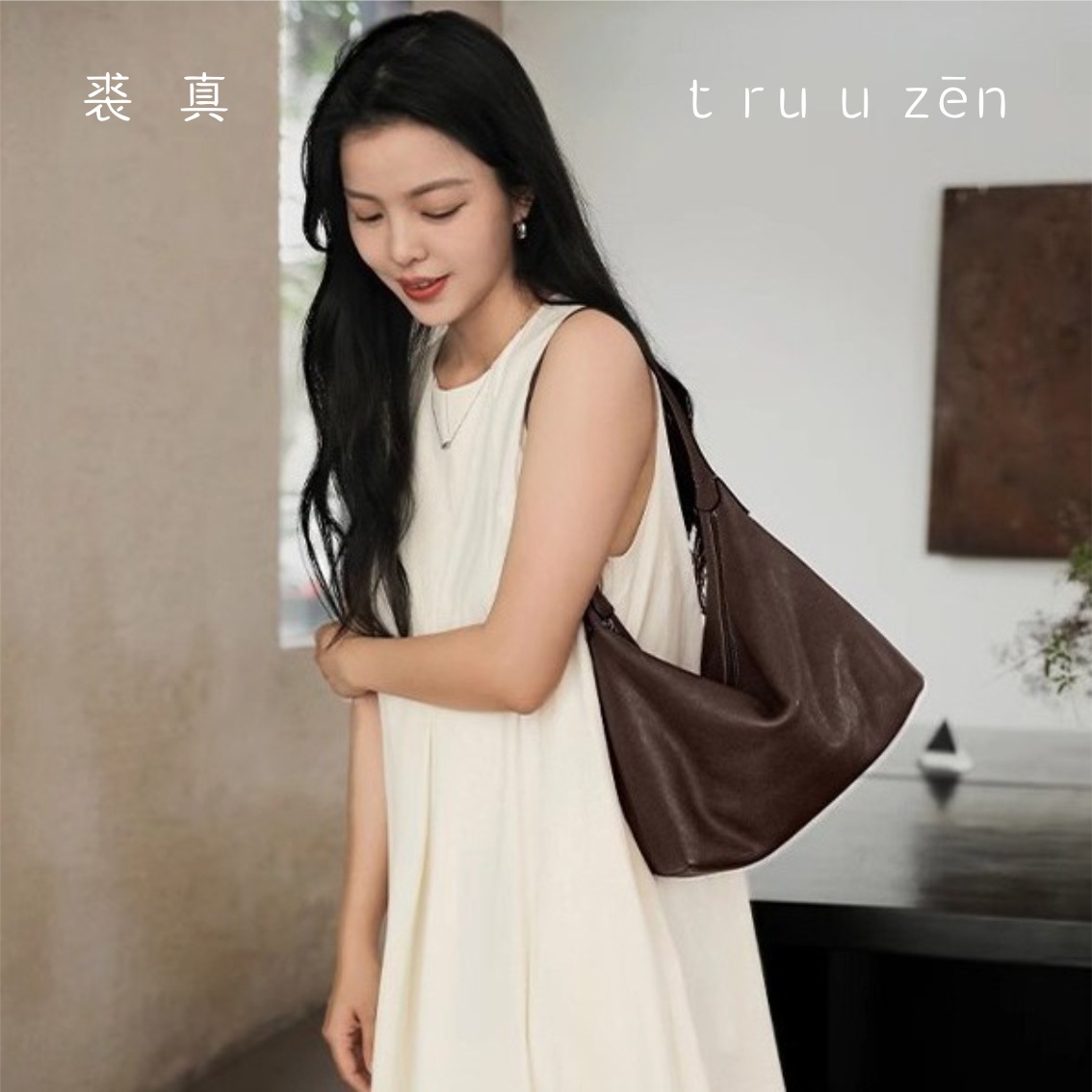 【Ximengyao Same Style】Qiu Zhen Vegetable-Tanned Cowhide Leather Underarm Classic Hobo Casual Commuter Genuine Leather Dumpling Women's Bag