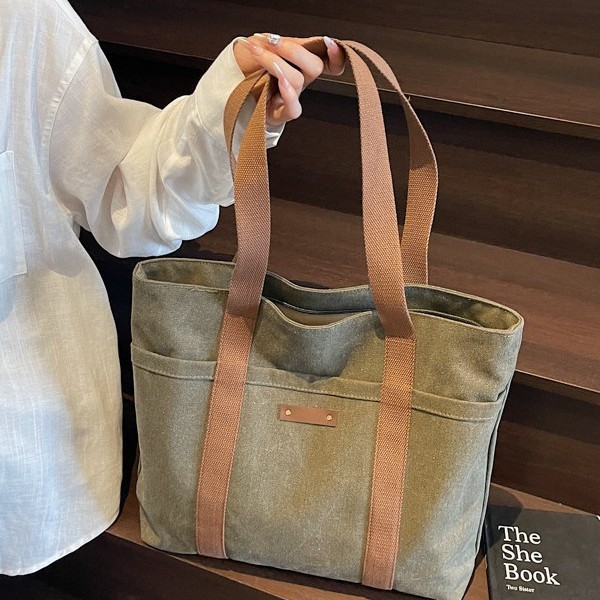 2025 Large Capacity Canvas Travel Bag Class Commuting Travel Shoulder Bag Casual Shopping Fashion Handbag