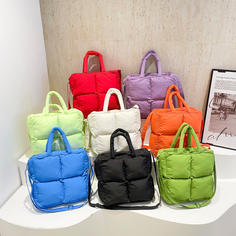 Cross-Border Down Bag Women Soft Square Handbag Trendy Space Cotton Clothing Bag Lightweight Padded Shoulder Crossbody Bag