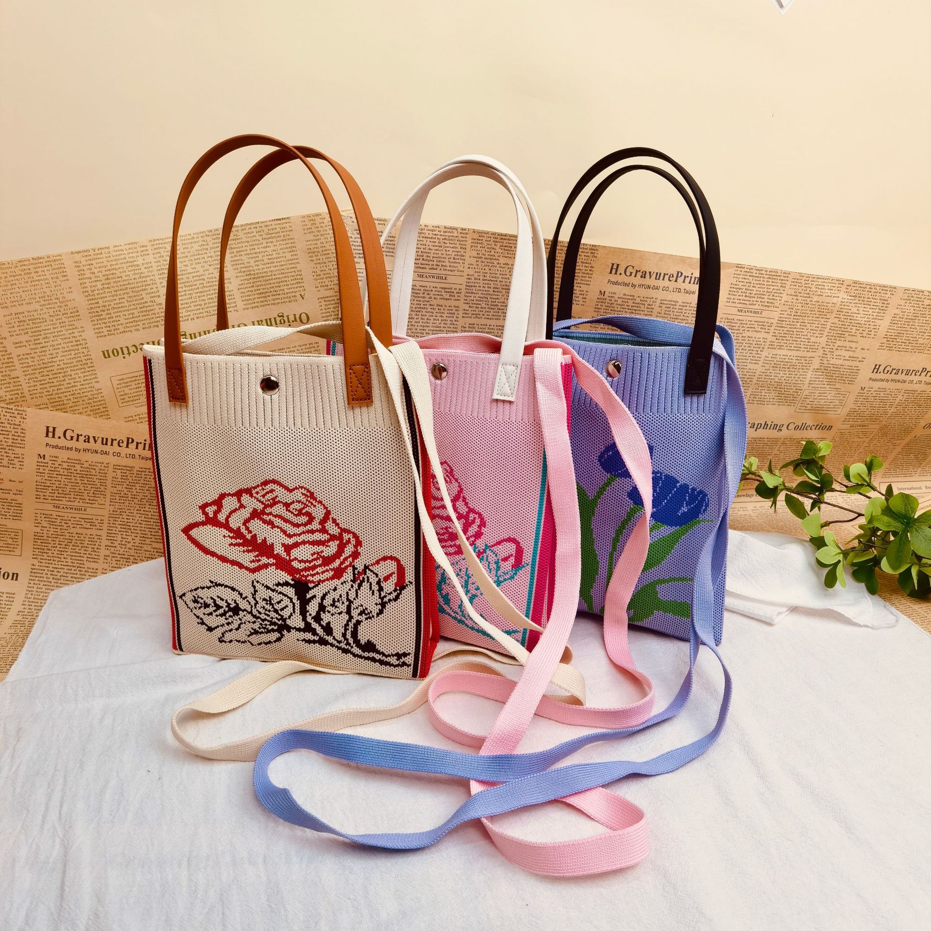 New Casual Bag Women's Knitted Bag Large Capacity Cute Versatile Shoulder Bag Crossbody Bag Tote Bag Women's Bag