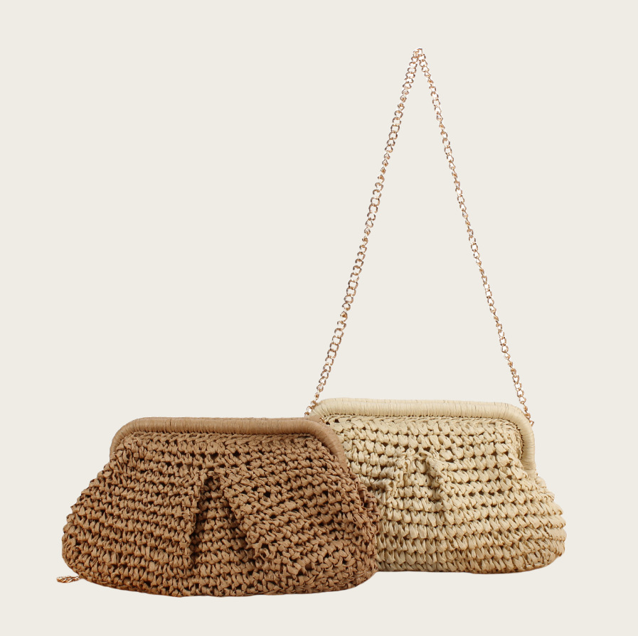 Cross-Border INS Paper Rope Woven Bag for Women, Internet Celebrity Handheld, Single Shoulder, Crossbody Strap, Vacation Beach Bag, Versatile Chain Bag