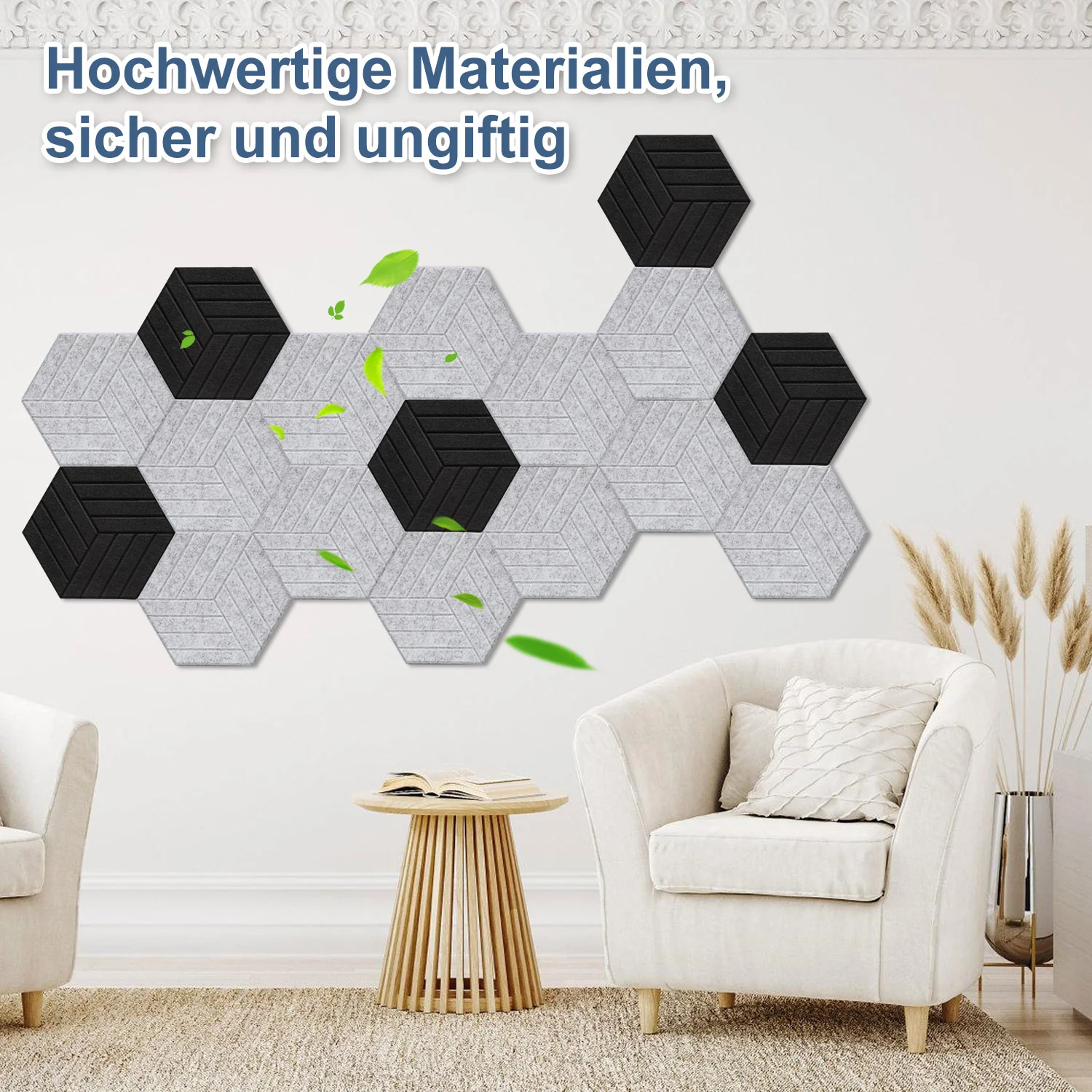 Akustikplatten Wandpaneele Selbstklebend 12/18 Stück Hexagonal Schlieren
