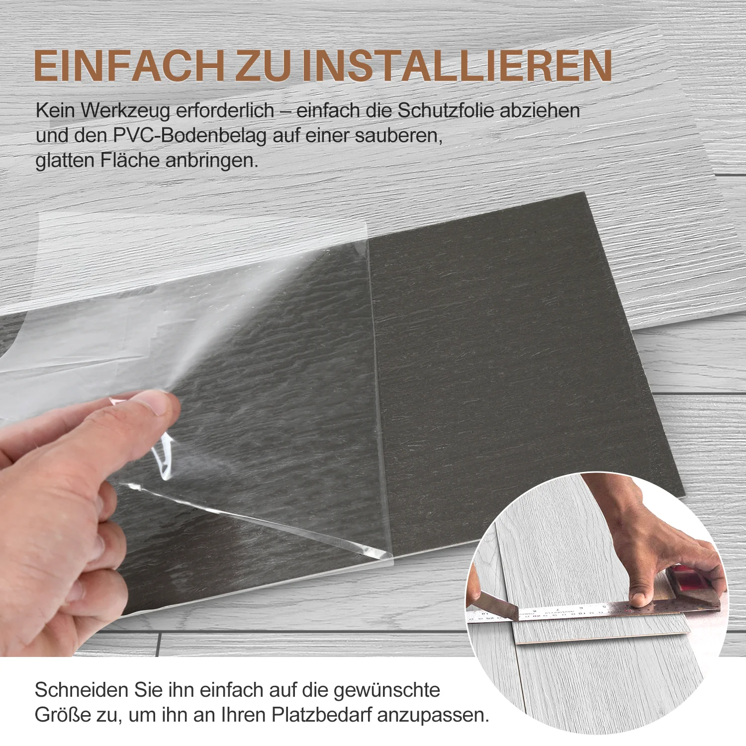 PVC Bodenbelag Selbstklebend Vinylbod 2mm Dicke