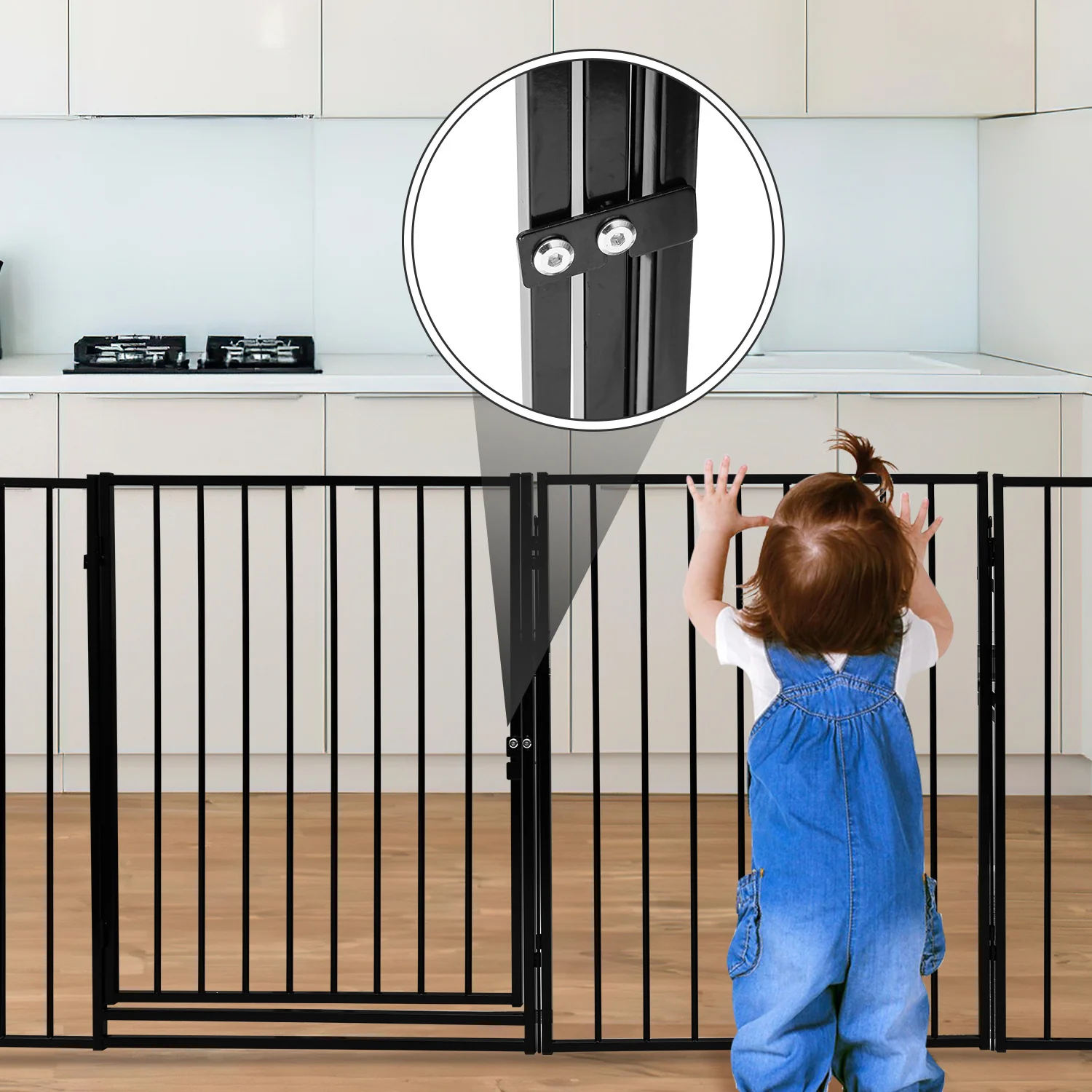 Kaminschutzgitter mit Tür 304cm Metall Absperrgitter