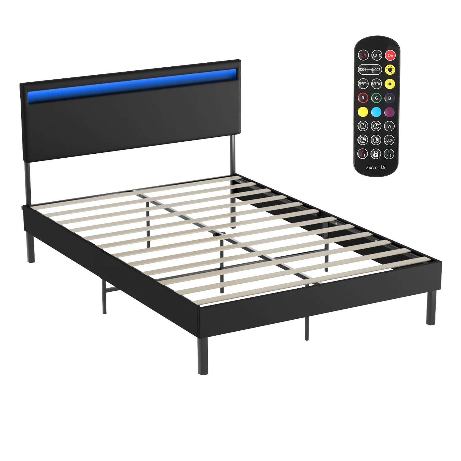 Polsterbett Bettgestell mit Kopfteil Leder LED-Beleuchtung