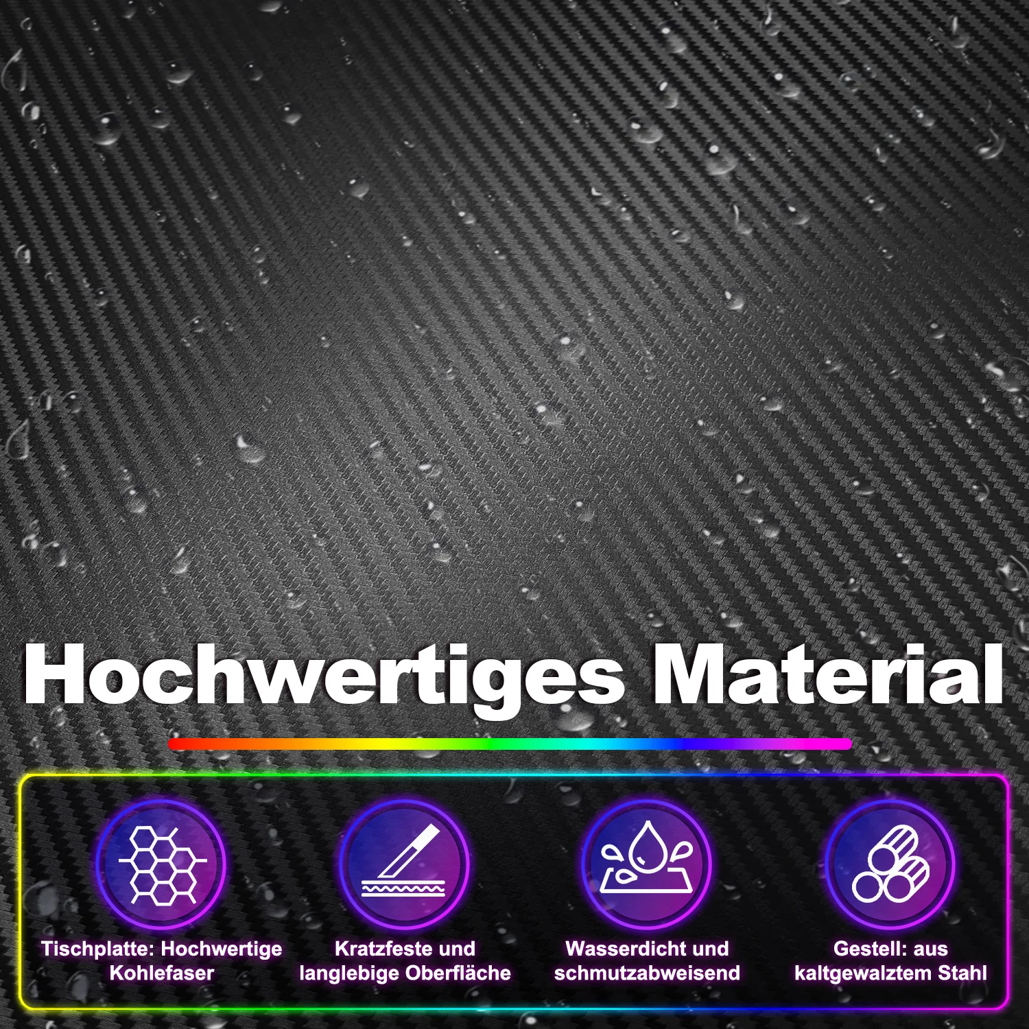 Gaming Schreibtisch Gaming Tisch 120/140cm mit LED Fernbedienung