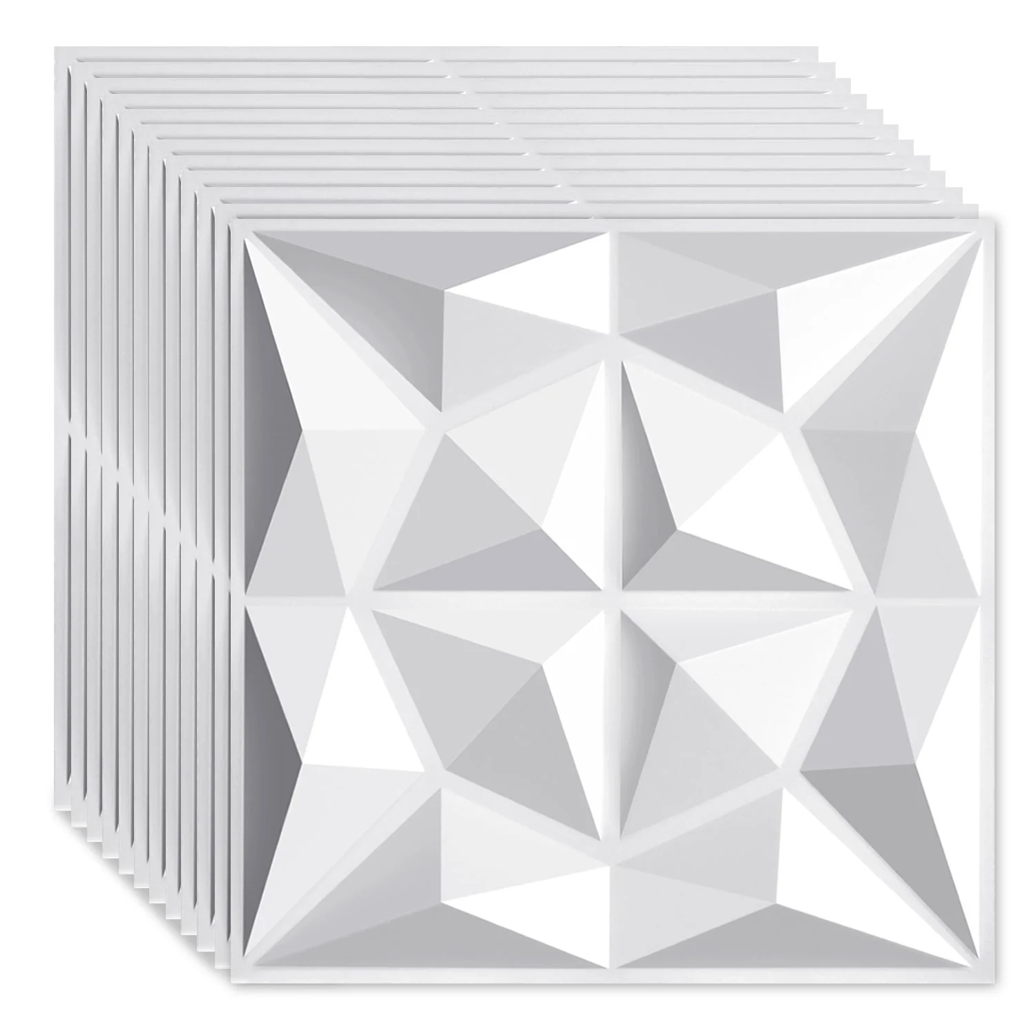 3D Wandpaneele 12 Stück 30x30cm Rund Diamant Weiß