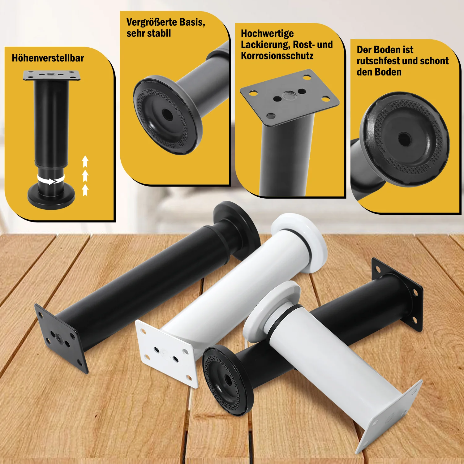 4er Set Möbelfüße Höhenverstellbar 12-18cm/18-30cm