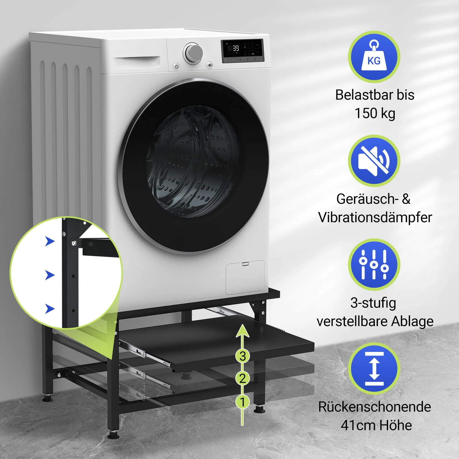 Waschmaschinen Untergestell mit Ablage Tragfähigkeit 150kg