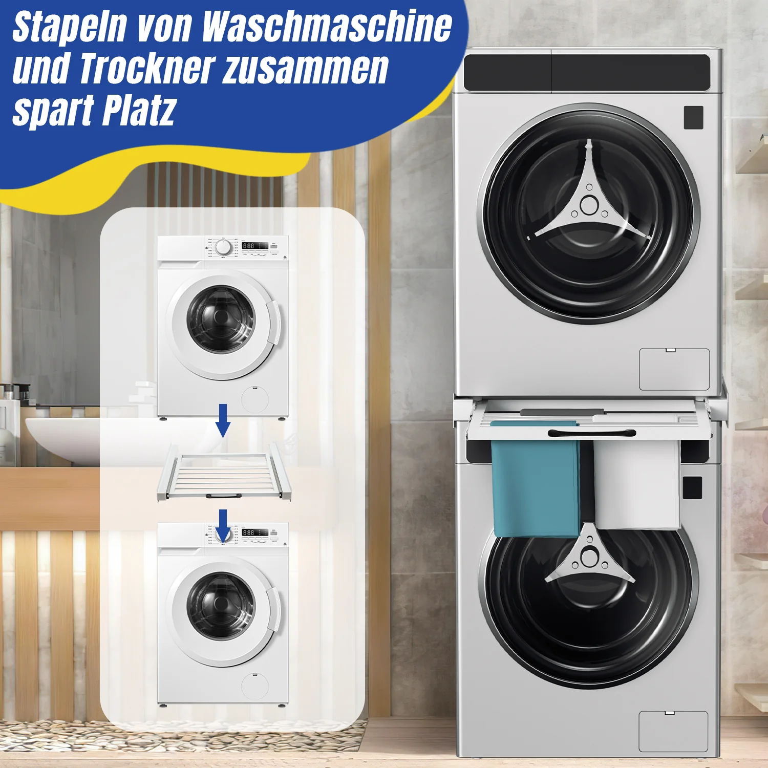 Zwischenbaurahmen Waschmaschine Universal mit Ausziehbarer