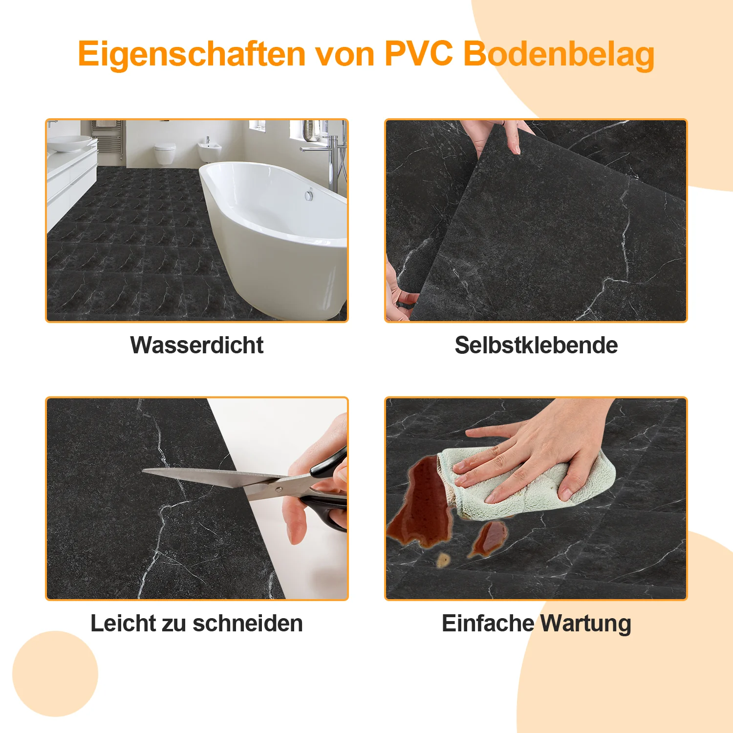 PVC Bodenbelag Selbstklebend Fliesen 30x30cm