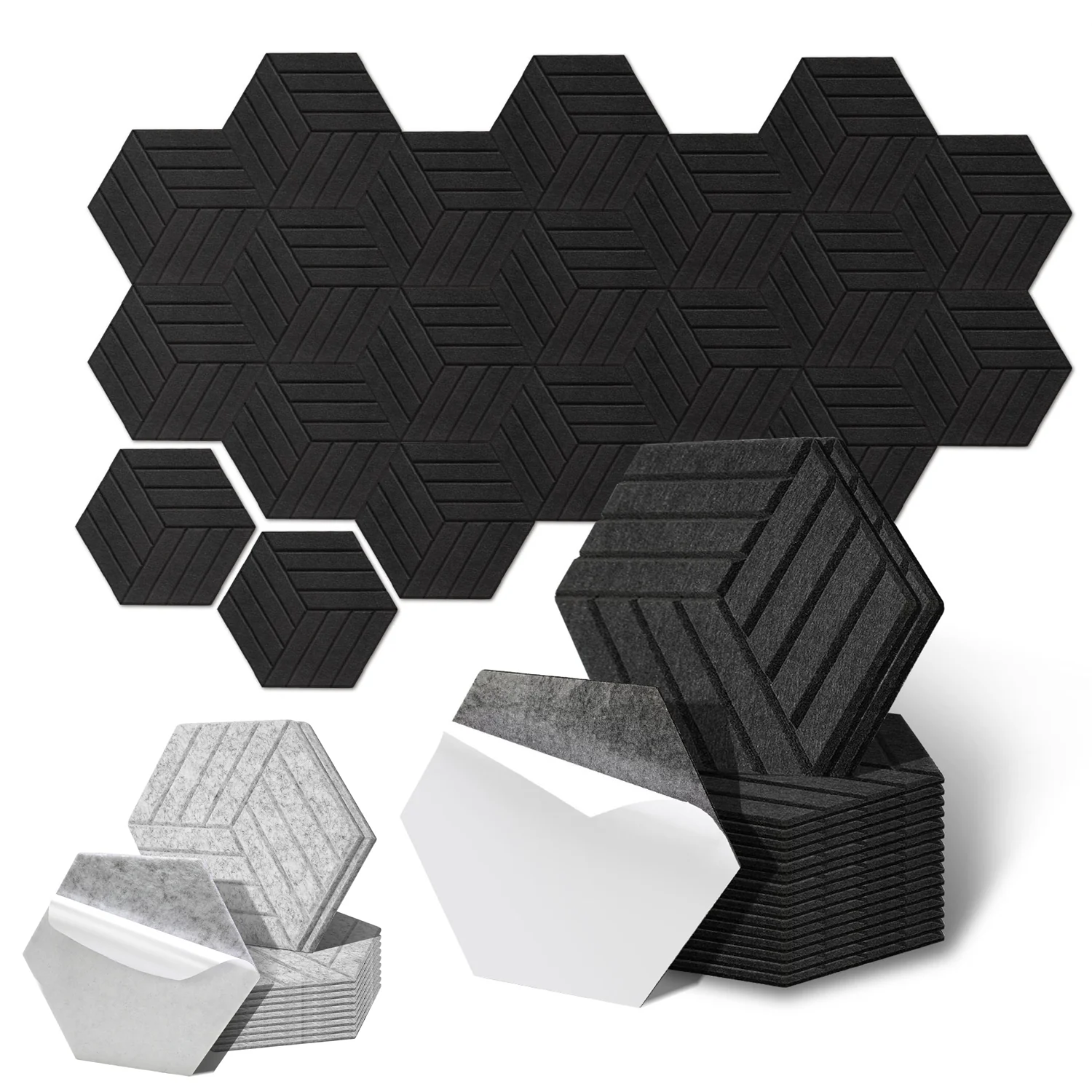 Akustikplatten Wandpaneele Selbstklebend 12/18 Stück Hexagonal Schlieren