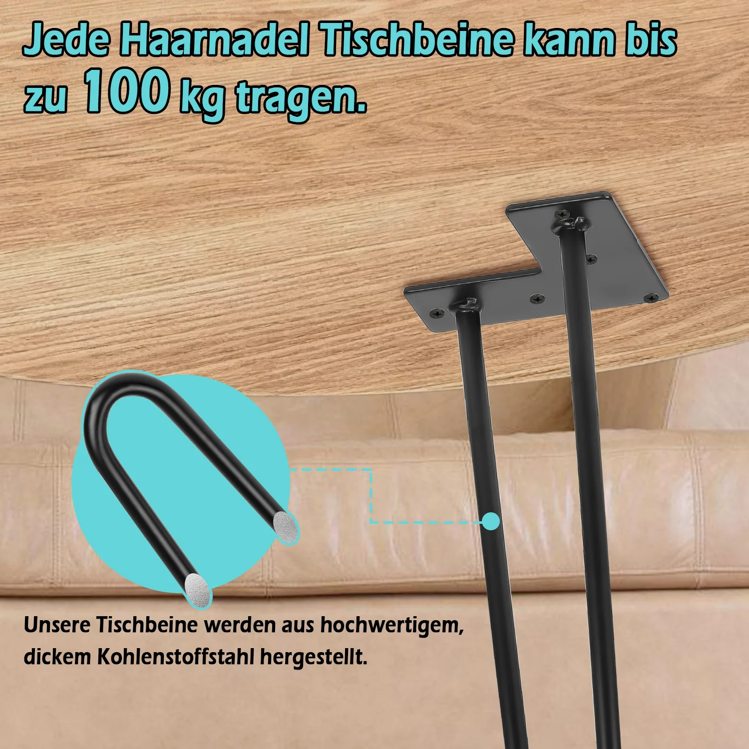 Hairpin Legs Tischbeine Metall schwarz