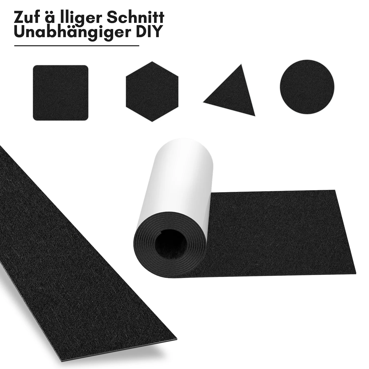 Filz selbstklebend für DIY Schwarz/Grau