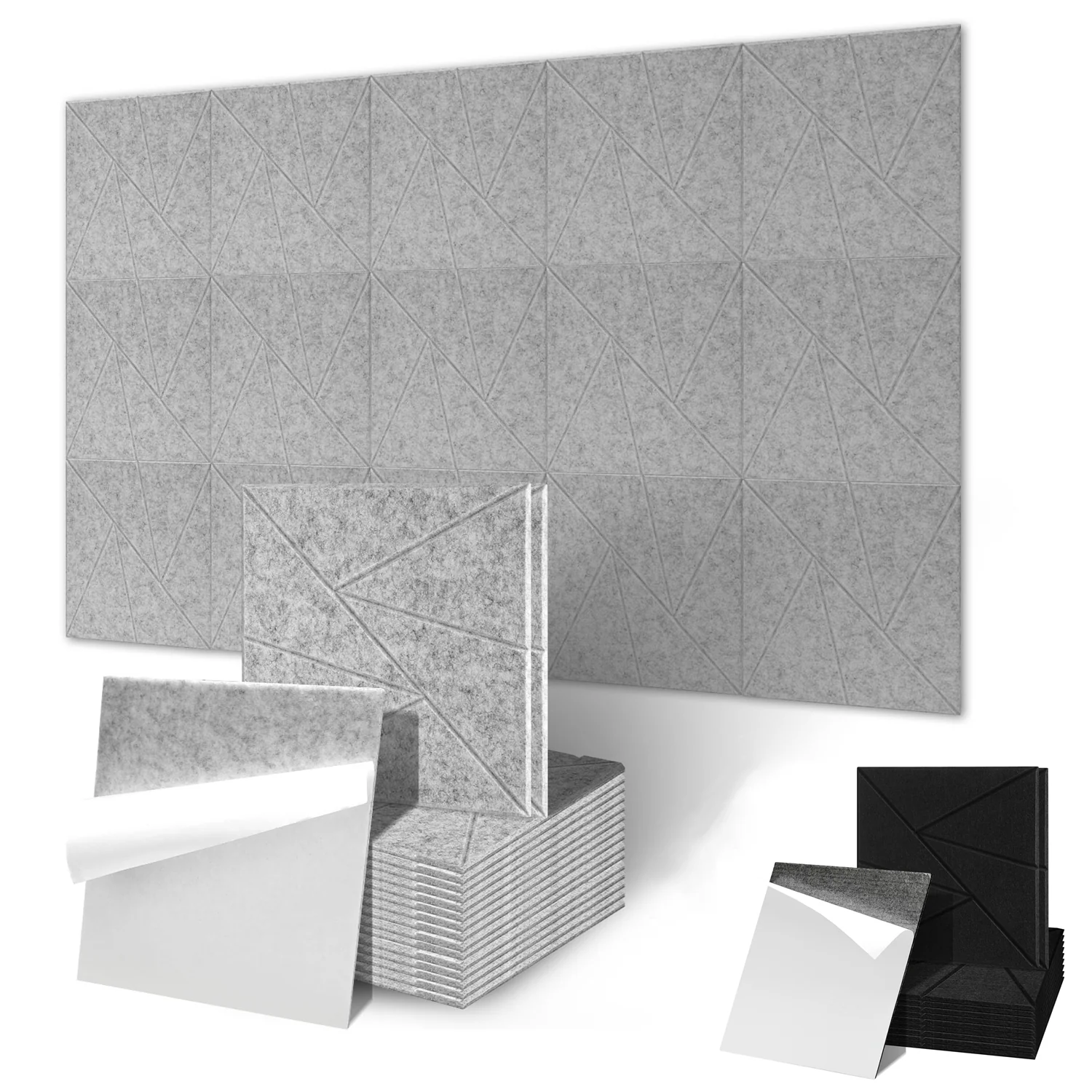 Akustikplatten Wandpaneele Selbstklebend 12/18 Stück Quadratisch Dreieck
