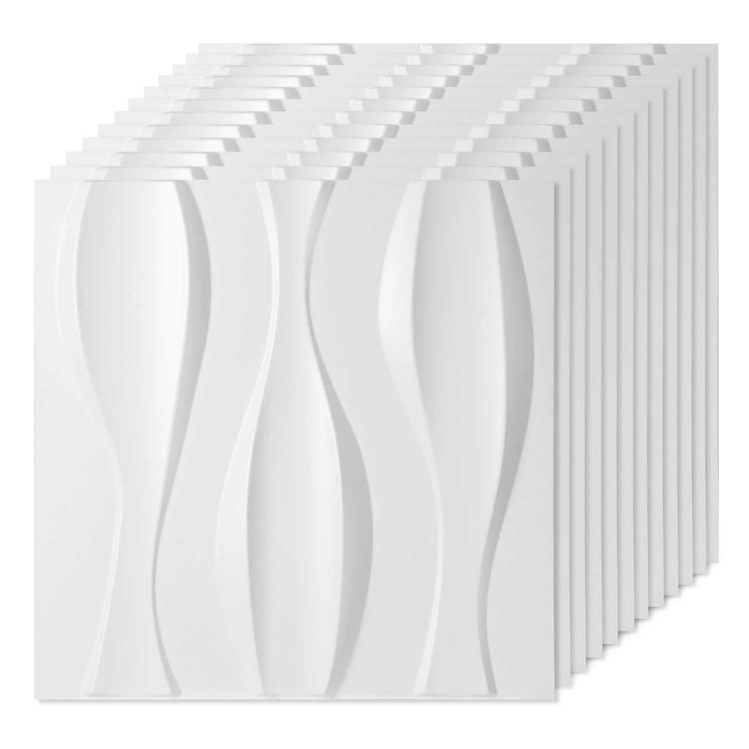 3D Wandpaneele 12 Stück 50x50 cm Linear Weiß