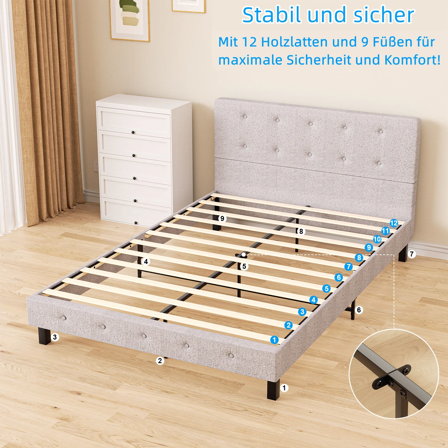 Polsterbett bettgestell mit Kopfteil Weichem Stoff