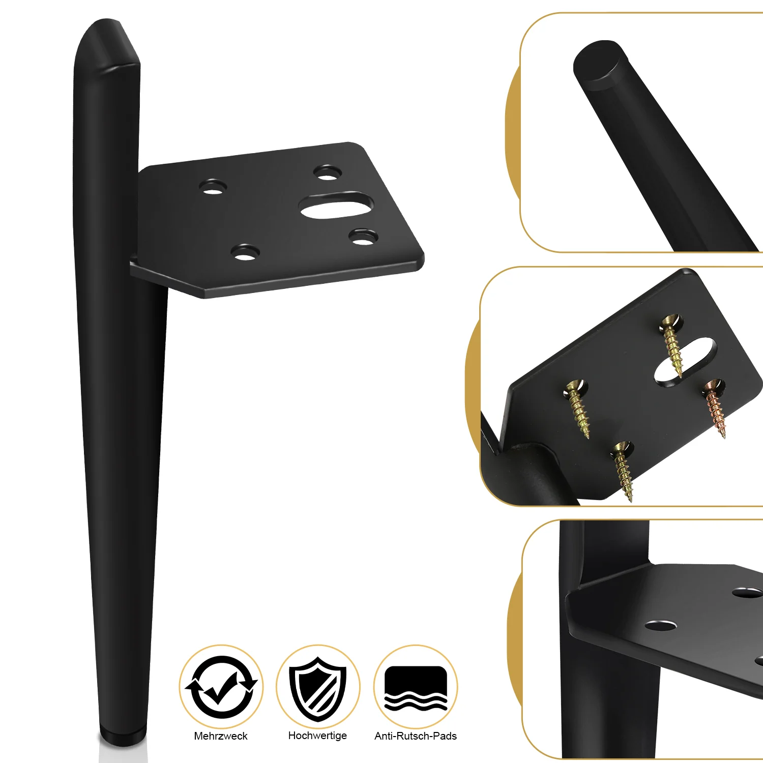 4er Set Metall Möbelfüße Schrankfüße Schwarz