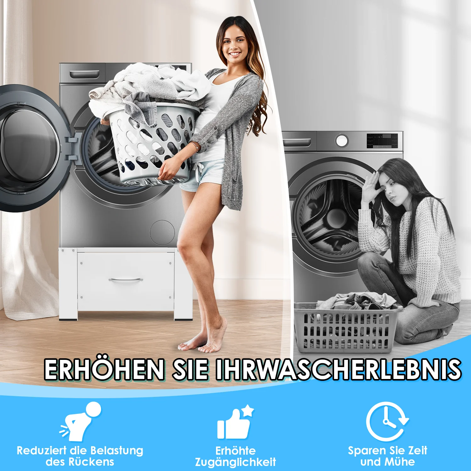 Waschmaschinen Trockner Untergestell mit Schublade