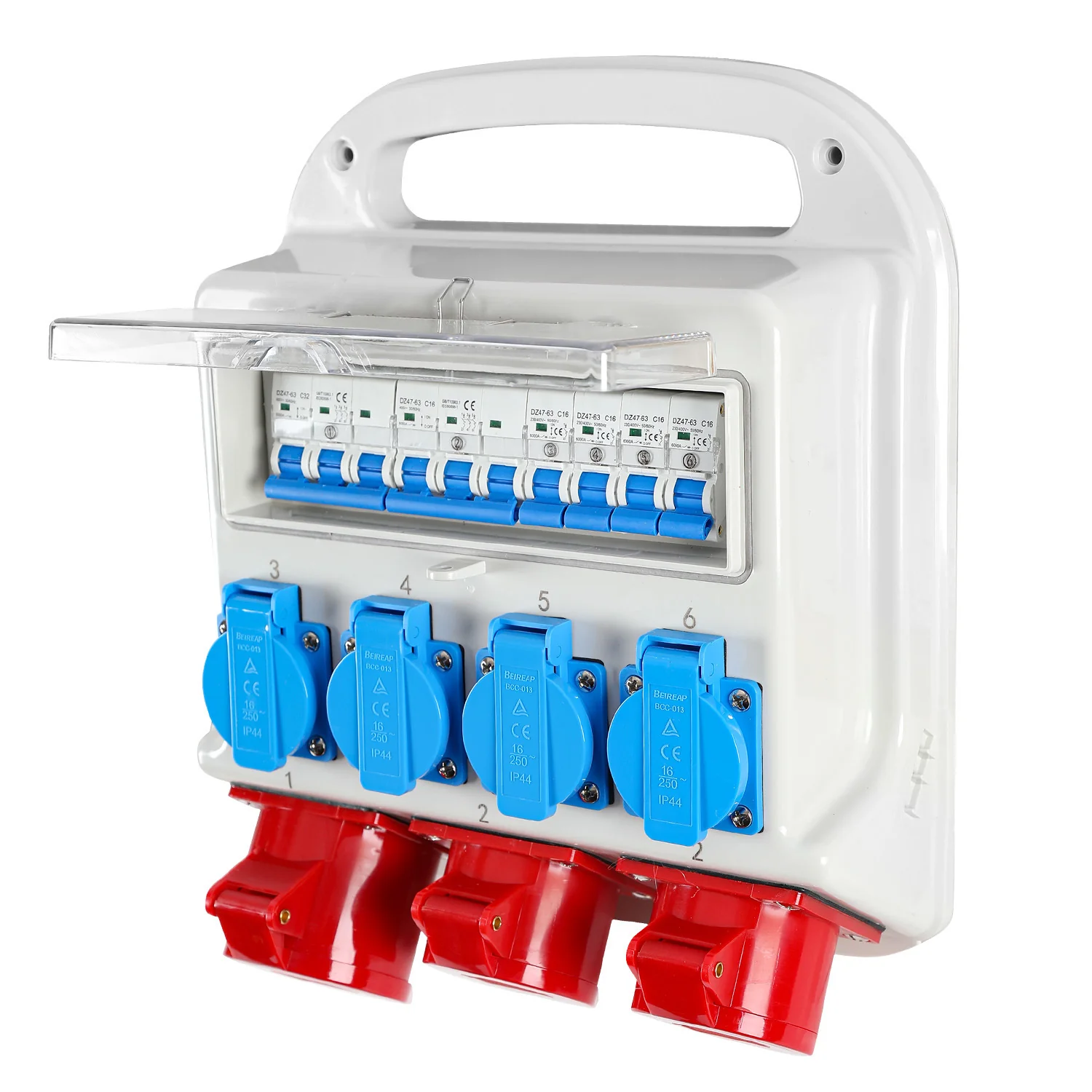 Stromverteiler 2 x CEE 16A 400V+1 x CEE 32A 400V+4 x 230V 5 Polig