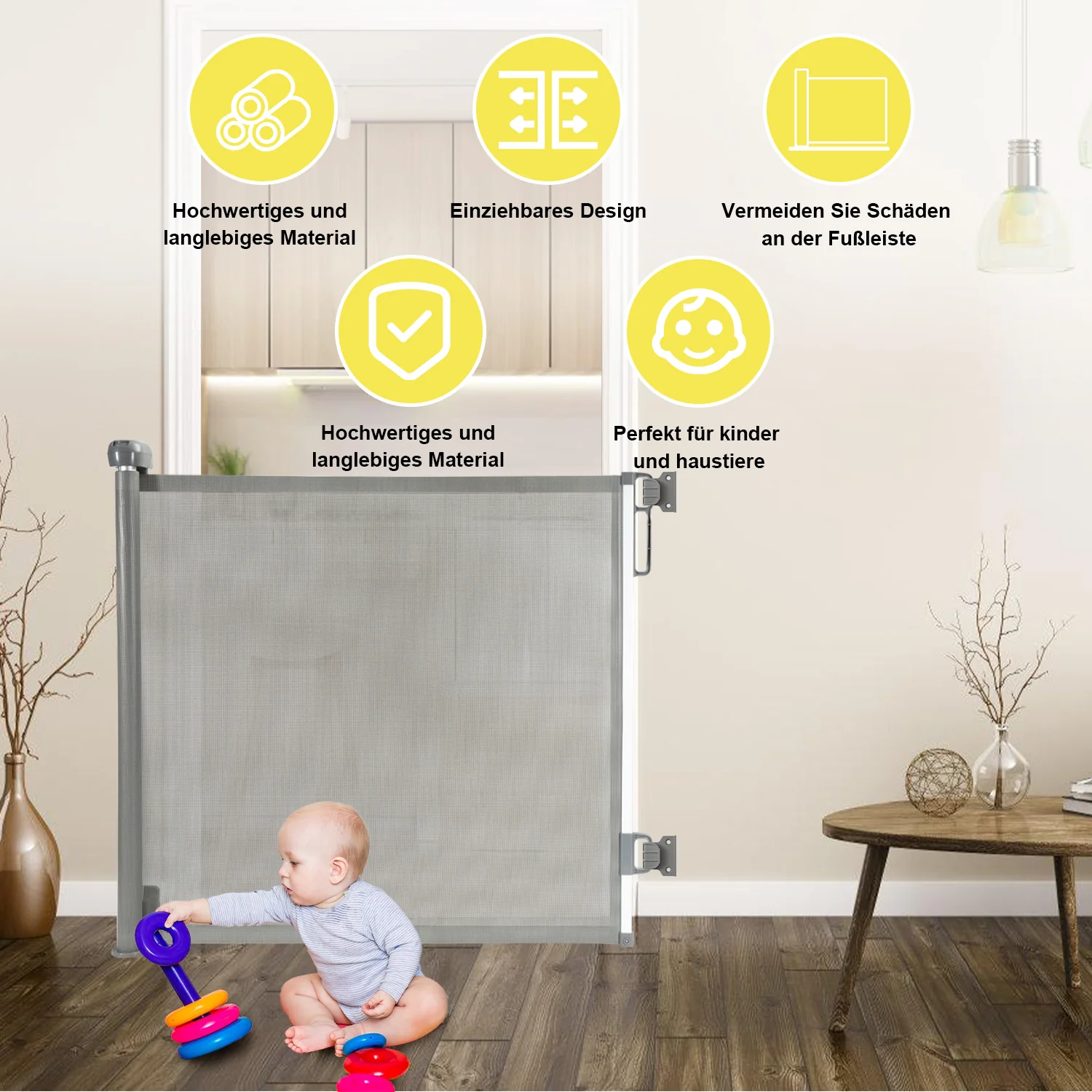 Treppenschutzgitter Türschutzgitter Ausziehbar 0-150cm/180cm