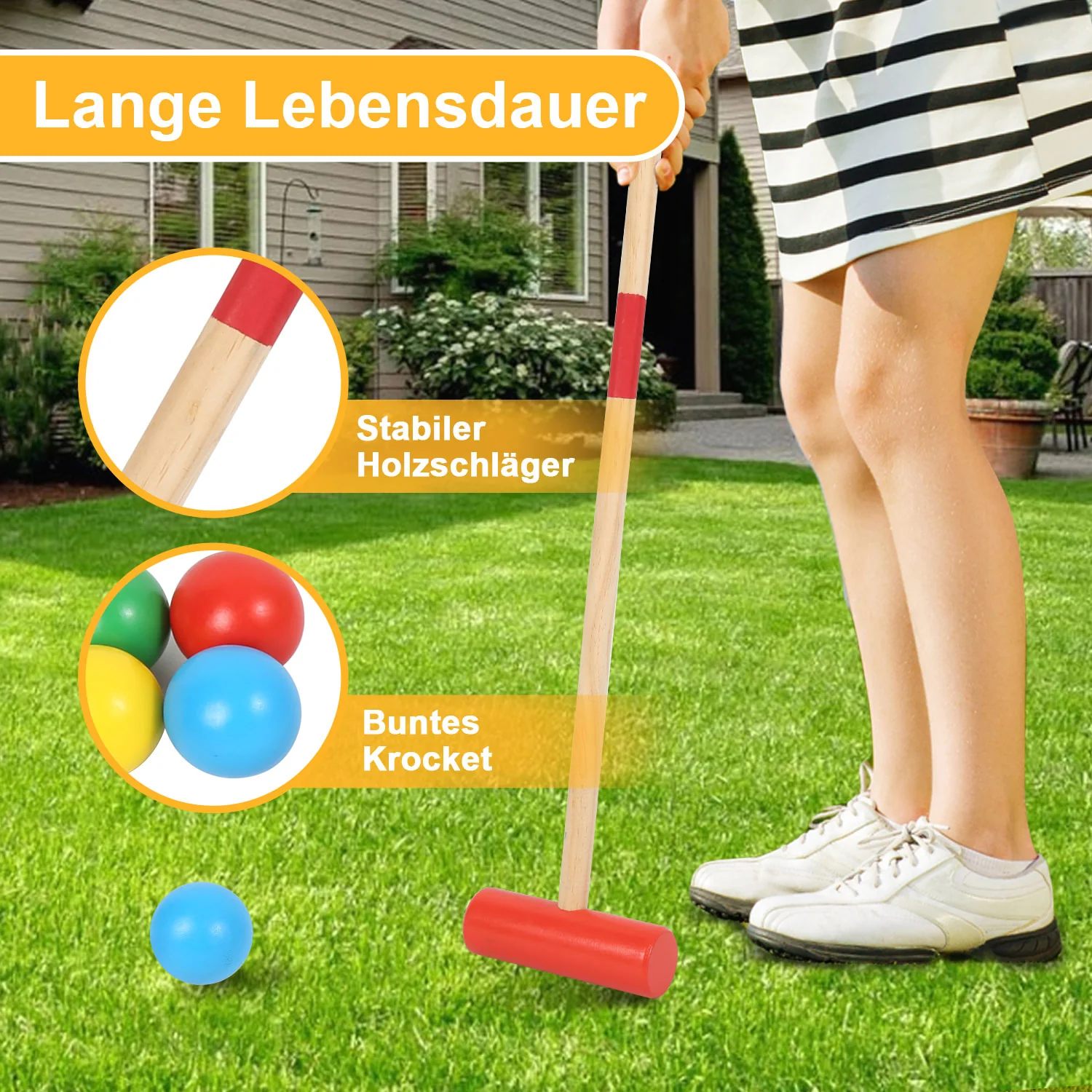 Krocket Spiel 2-4 Spieler Croquet Set