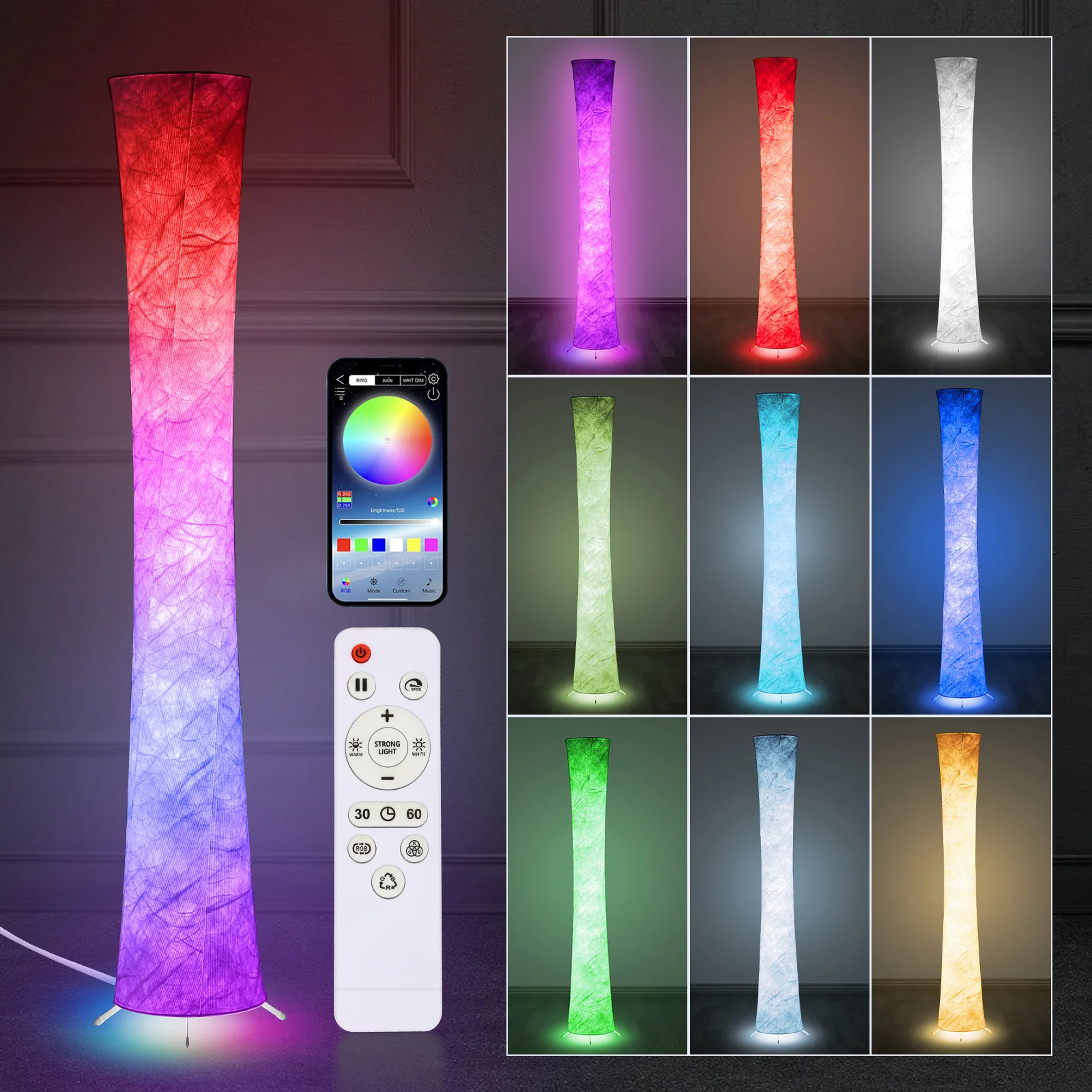 LED Stehlampe Dimmbar RGB mit Fernbedienung APP