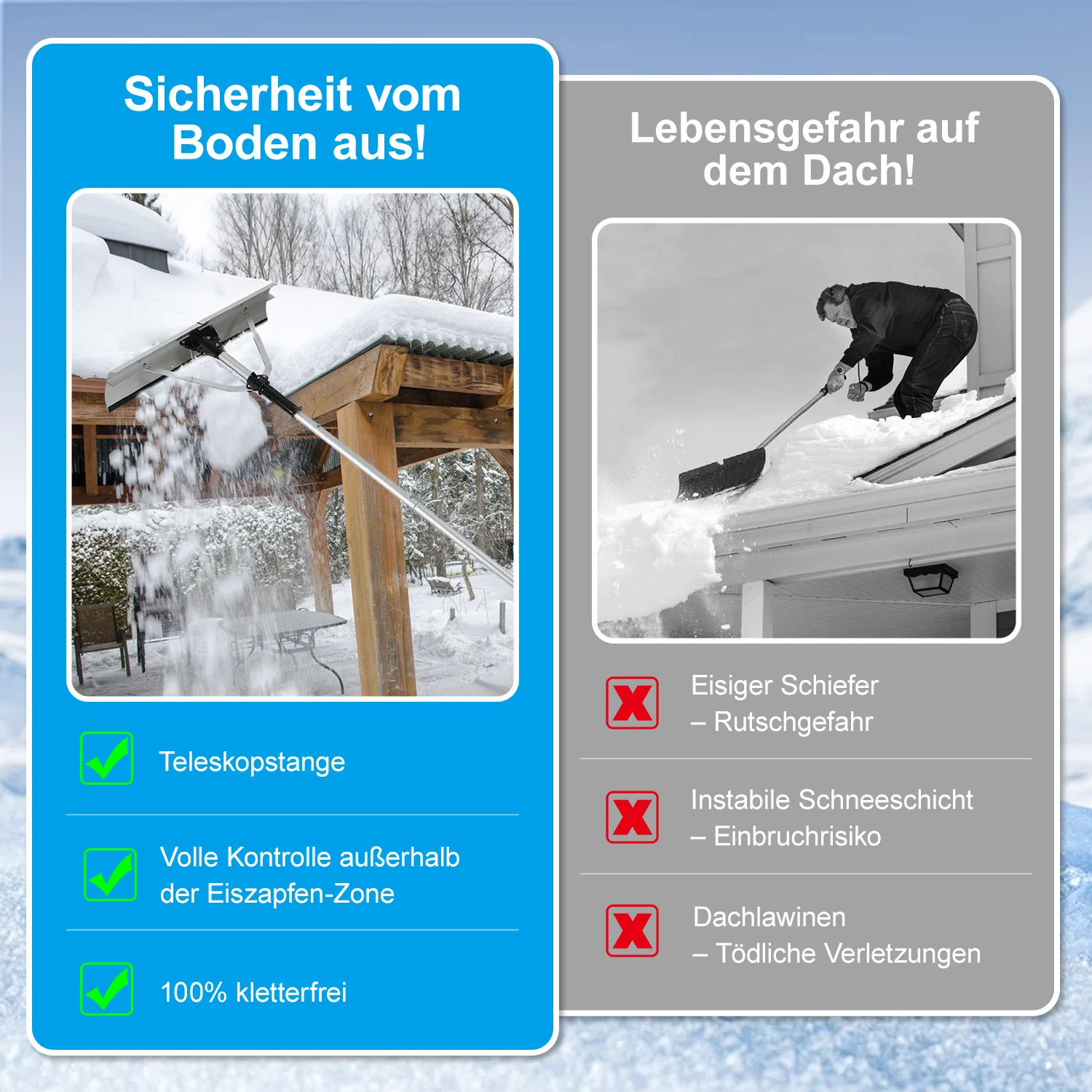 Schneeschieber Dachräumer Alu klappbar 6.3m