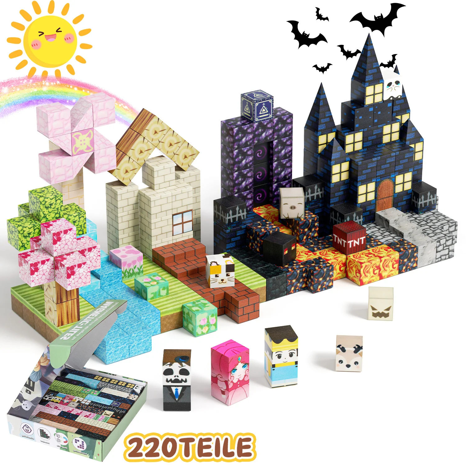 Magnetische Bausteine Würfel Kinder 220 Stück