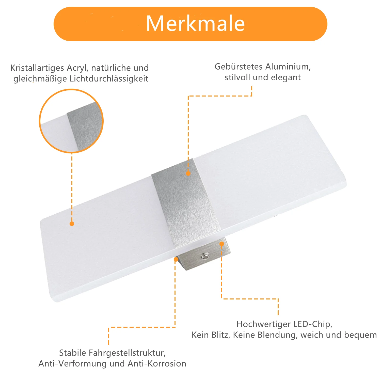 LED Wandleuchte 6W/12W Weiß /Warmweiß