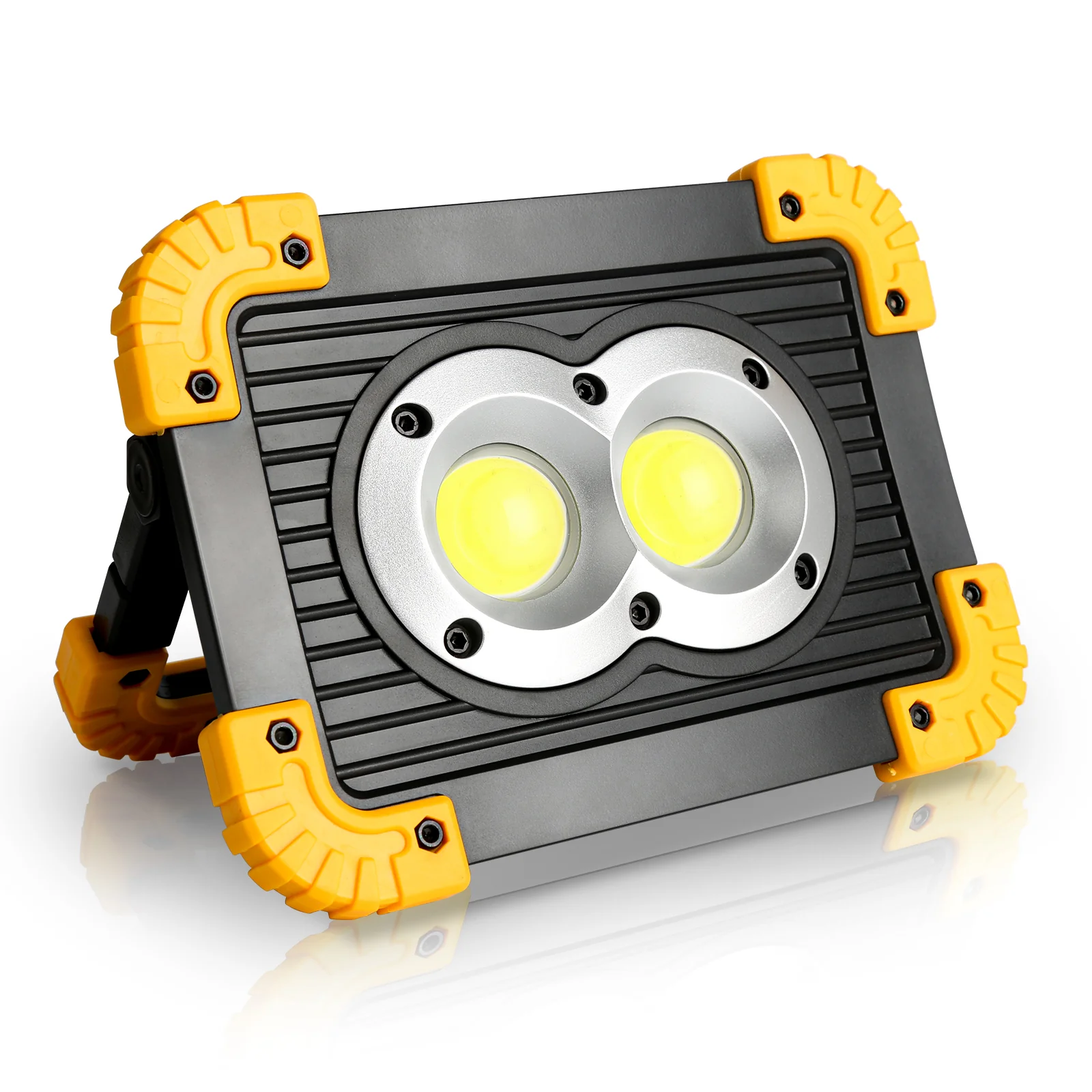 LED Baustrahler Akku 30W Kaltweiß mit USB Ausgang-Ports