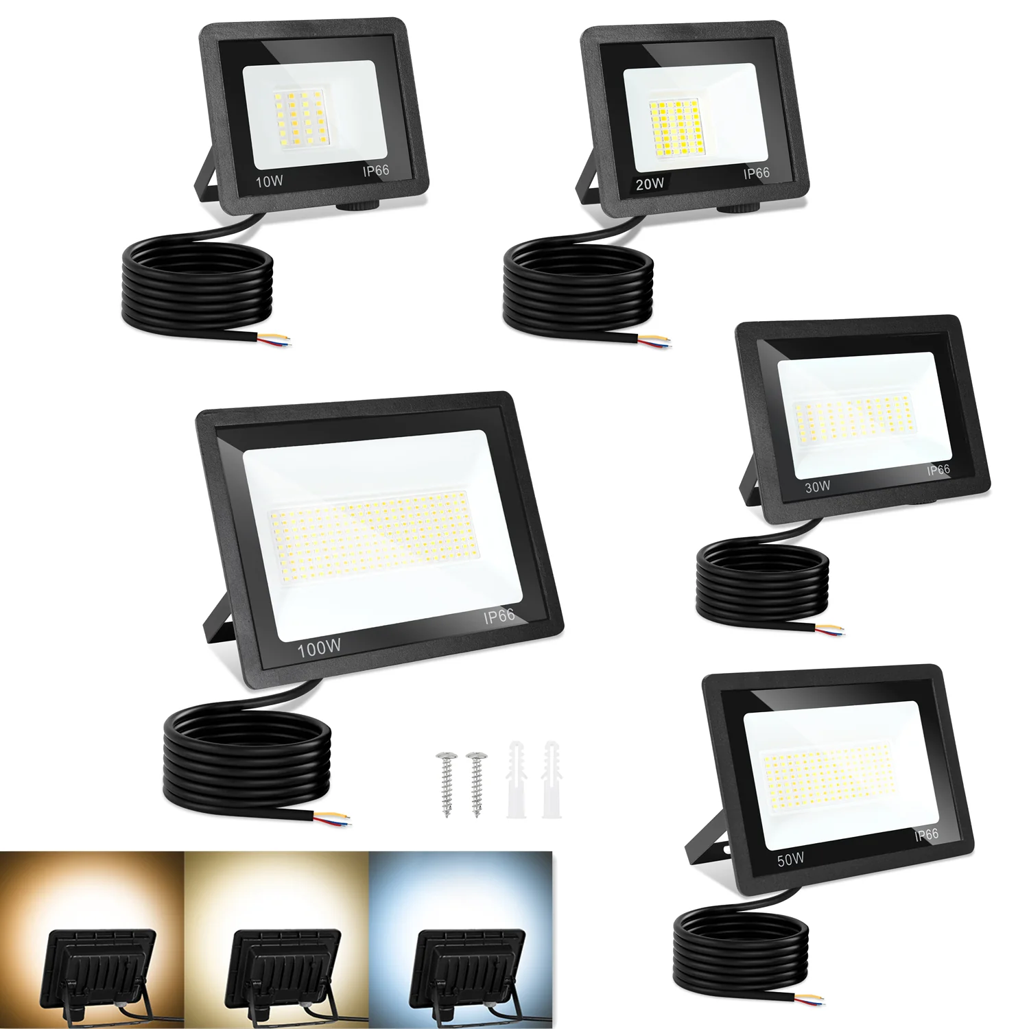 LED Strahler Außen 10W-100W 3 Farbtemperatur 3000/4000/6500K