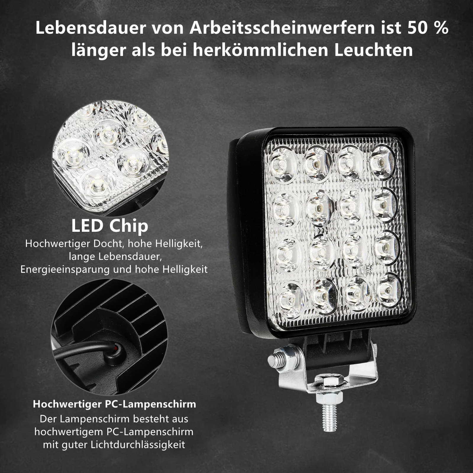 LED Arbeitsscheinwerfer 48W IP67 6500K