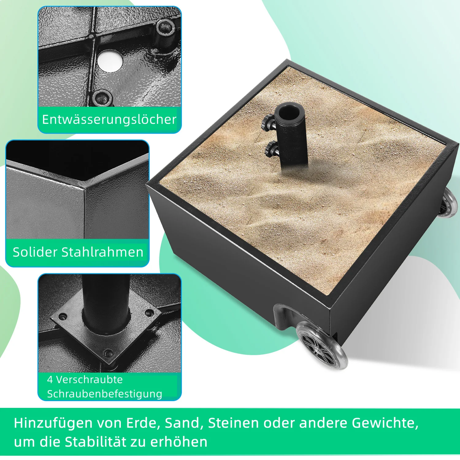 Sonnenschirmständer Schirmständer mit Rollen