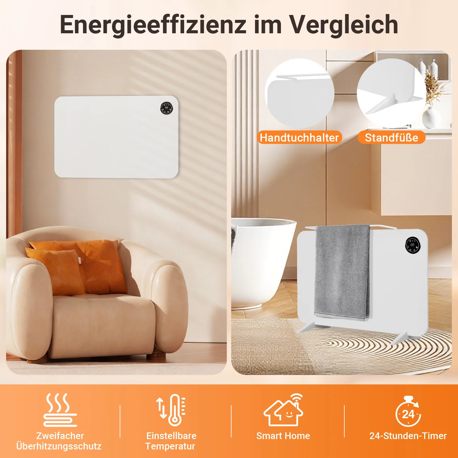 Infrarotheizung Elektroheizung 450W mit App Fernbedienung