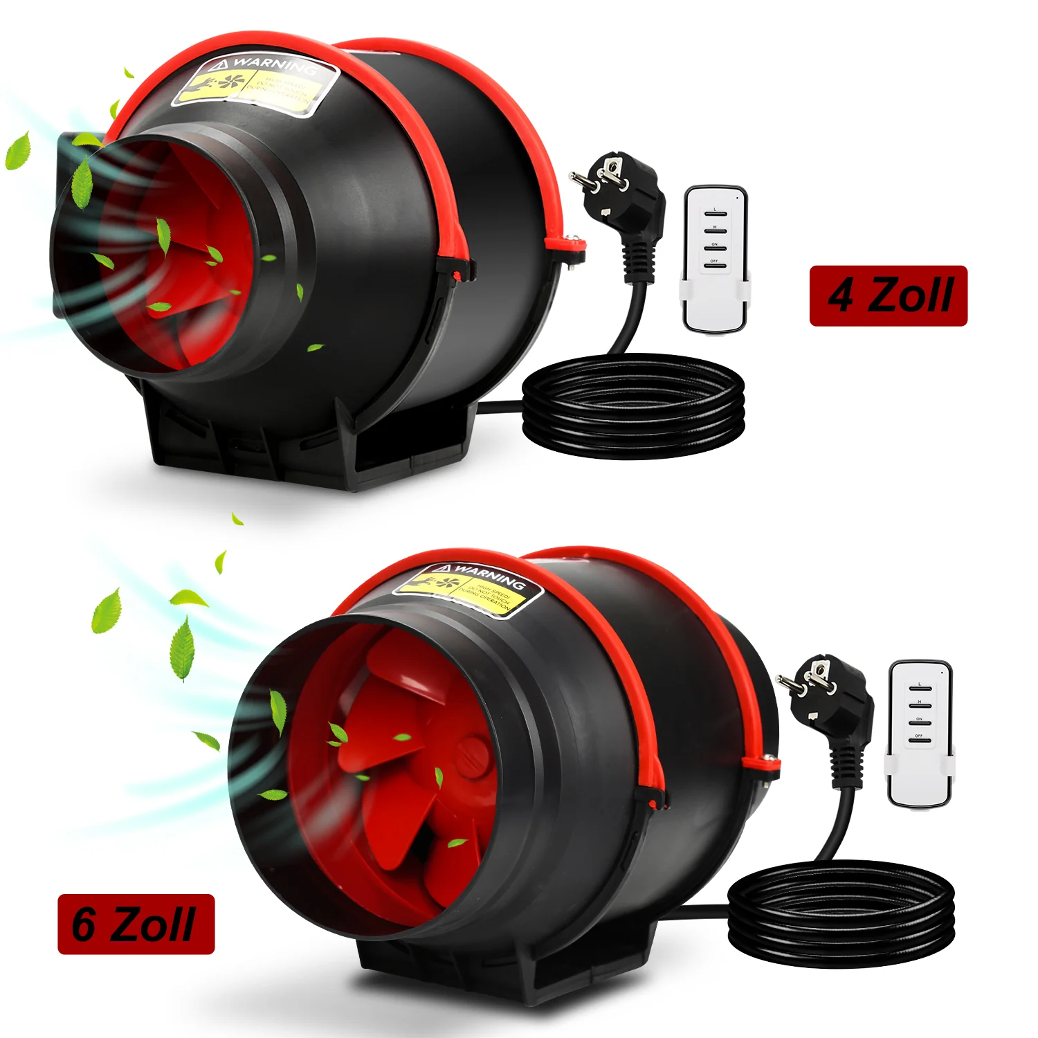 Rauchabzug Rohrventilator mit Fernsteuerung 100mm/150mm