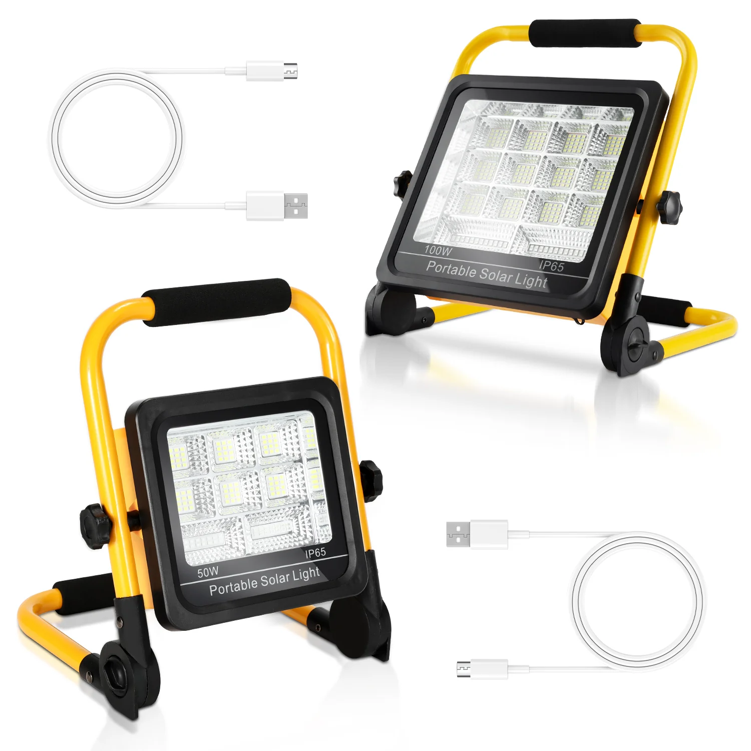 LED Akku Fluter Baustrahler Solar 50W/100W