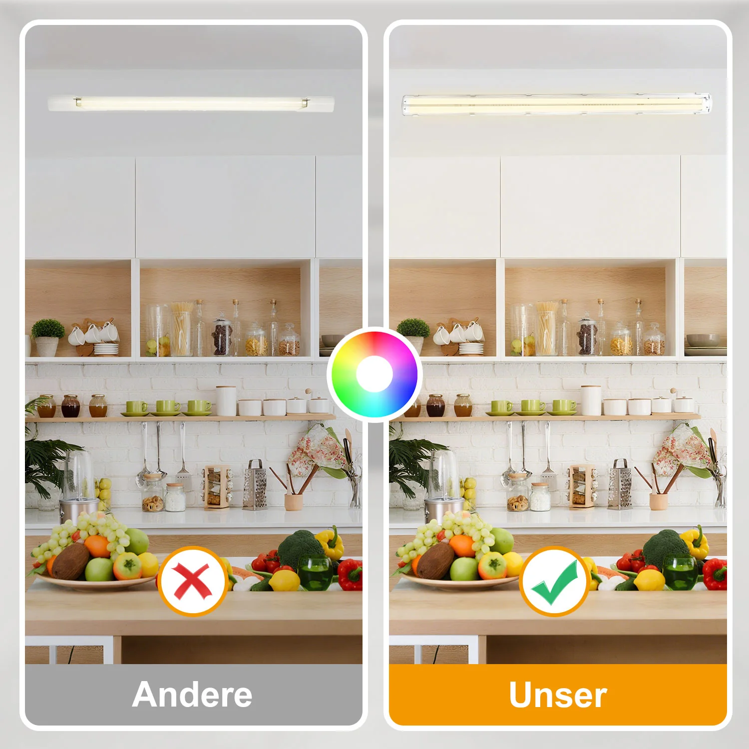 LED Feuchtraumleuchte 2x 18W 120 cm T8 Neutralweiß/Kaltweiß(Grau Basis)