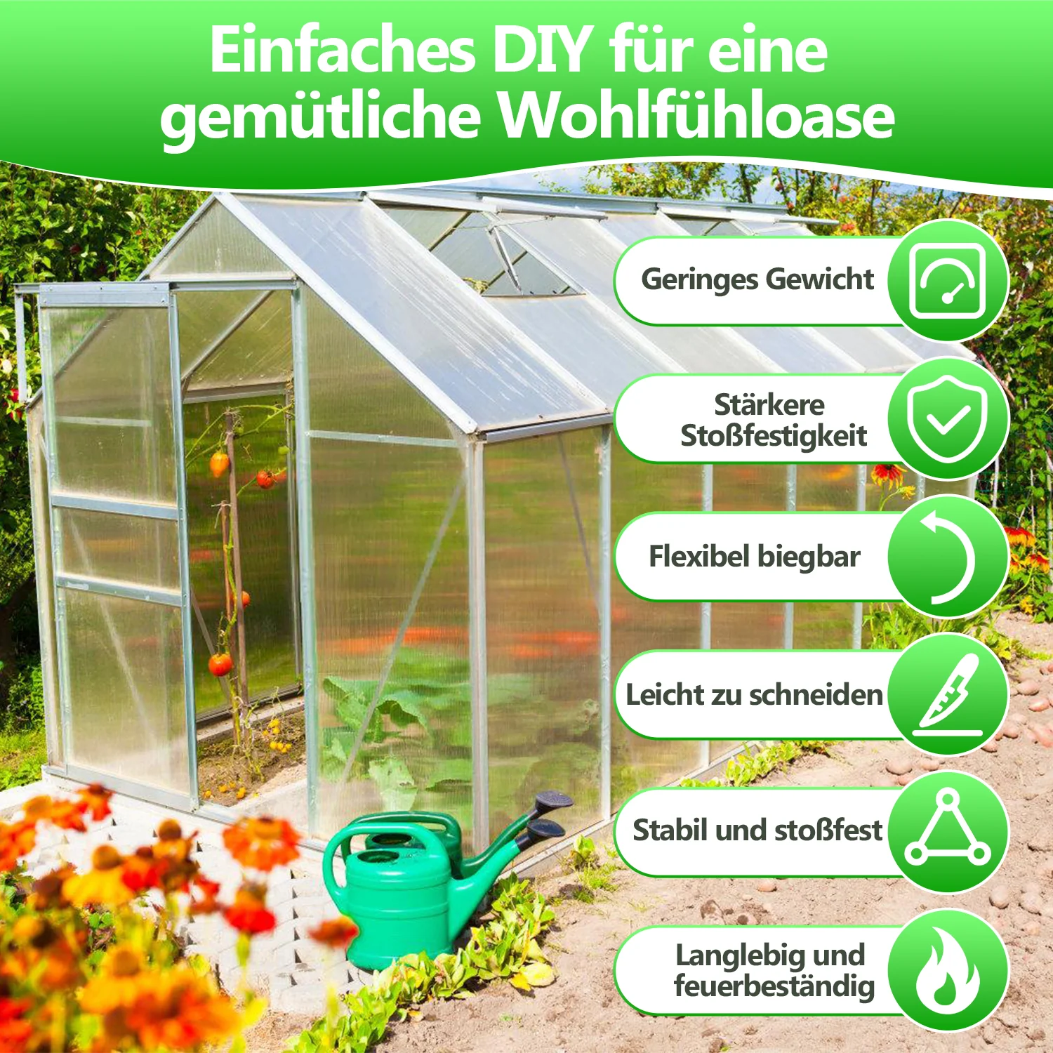 Polycarbonat Hohlkammerstegplatten 8mm 5 Stück für Gewächshaus