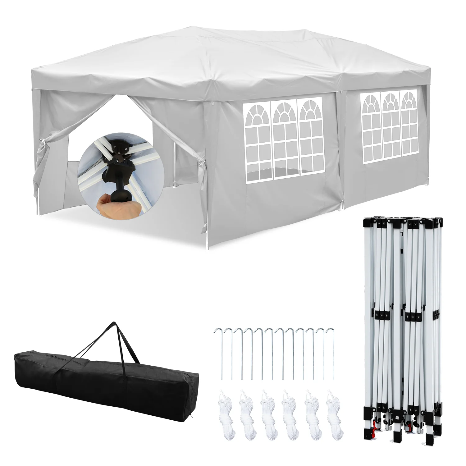Pop-Up Pavillon Gazebo mit Zentralverriegelung 3x6m mit Seiten