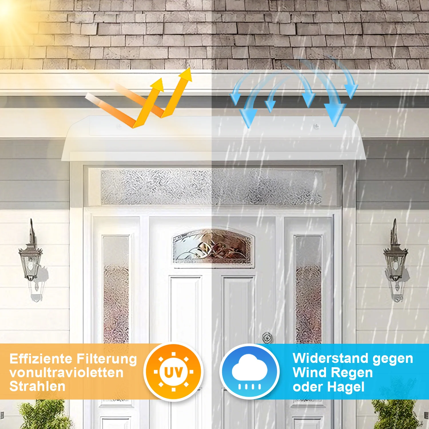 Vordach für Haustür 40x80cm Unsichtbare Überdachung