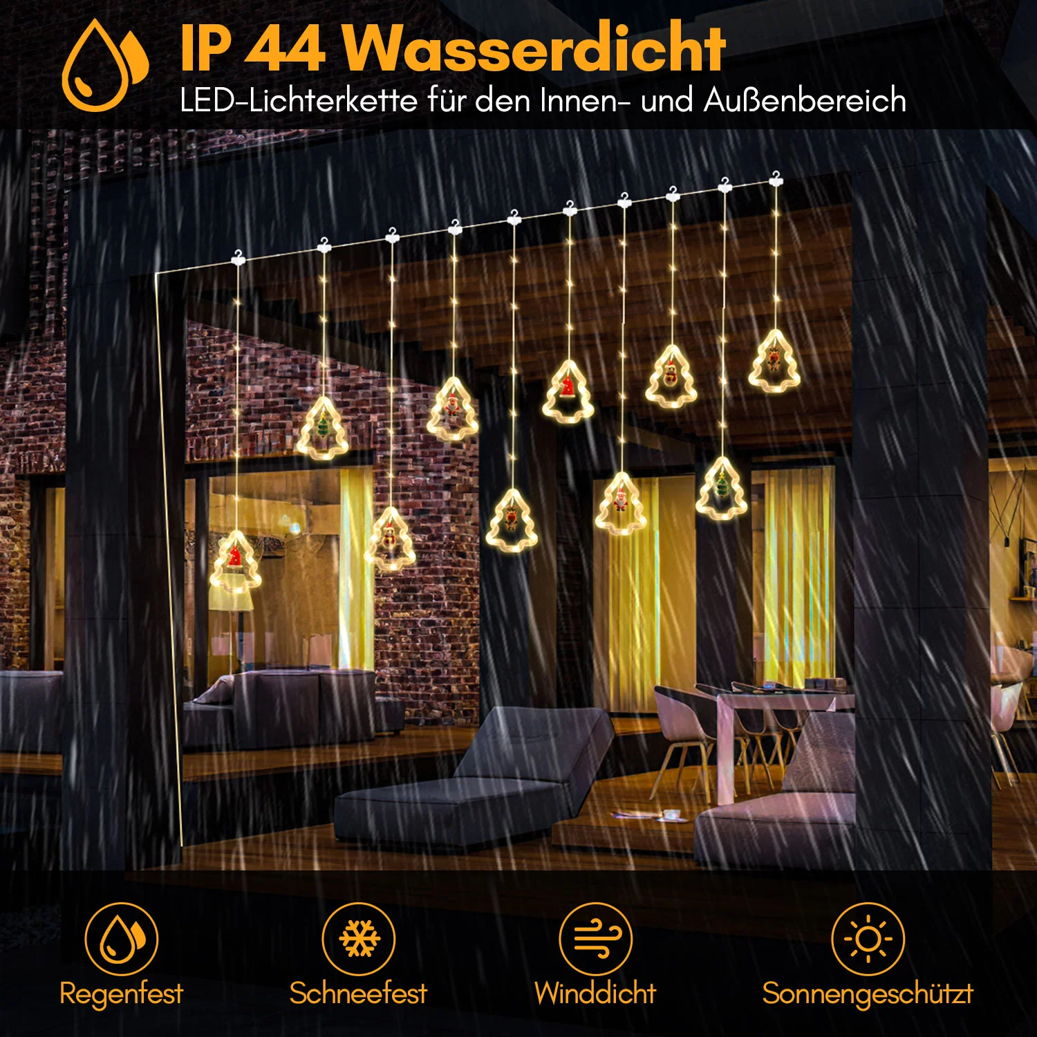 LED Weihnachtsbeleuchtung Lichtervorhang 3M