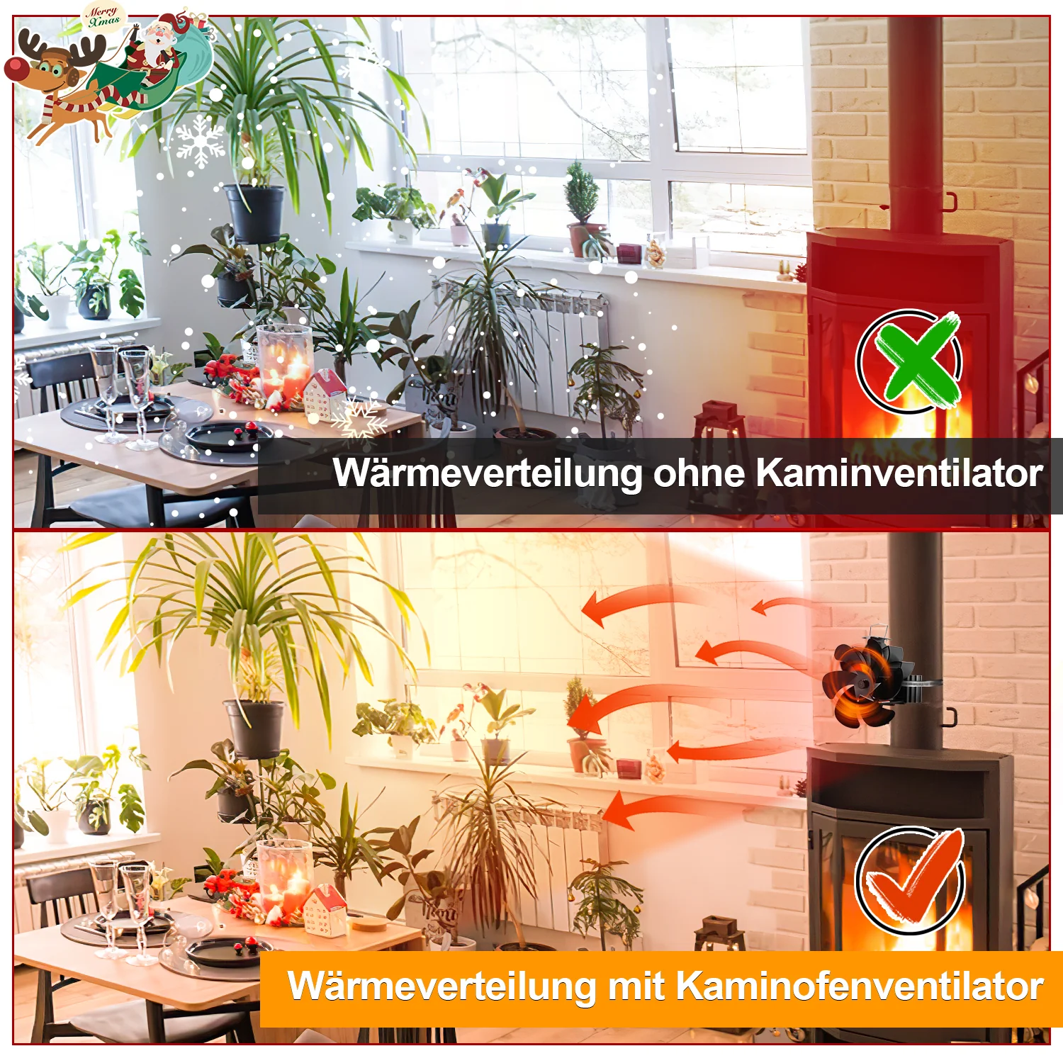 Kaminventilator 6 Blättern Magnetisch