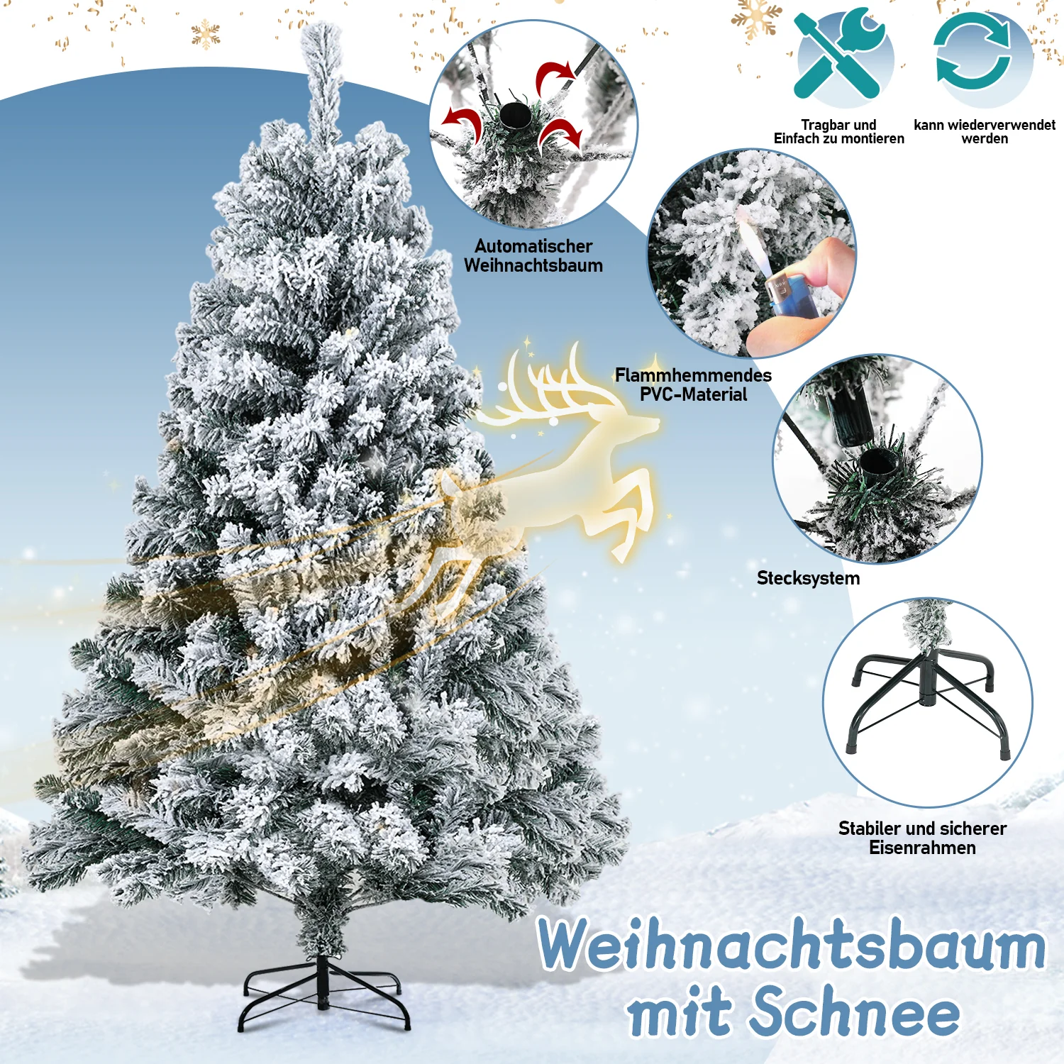 Weihnachtsbaum Künstlich mit Schnee