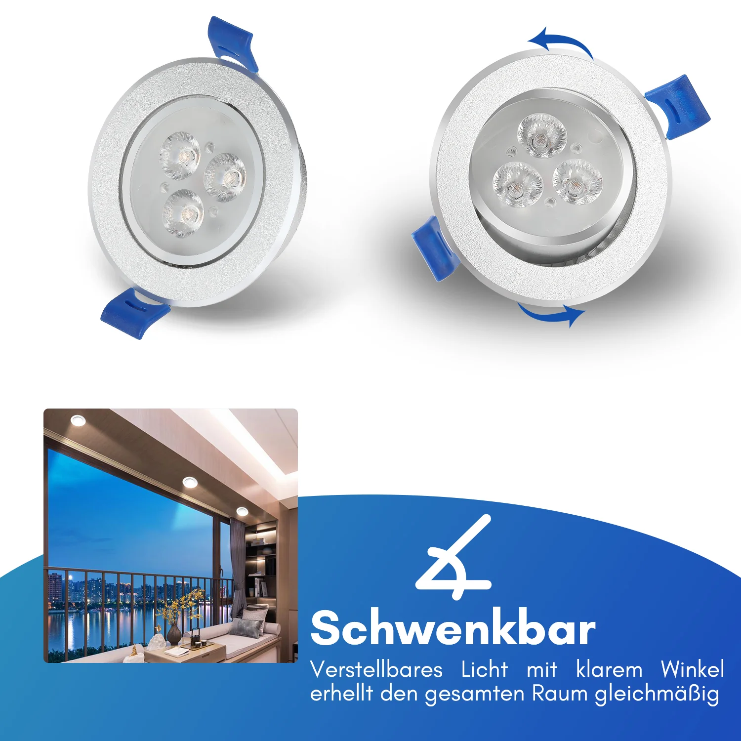 LED Einbaustrahler 20x 3W Kaltweiß/Warmweiß Extra flach