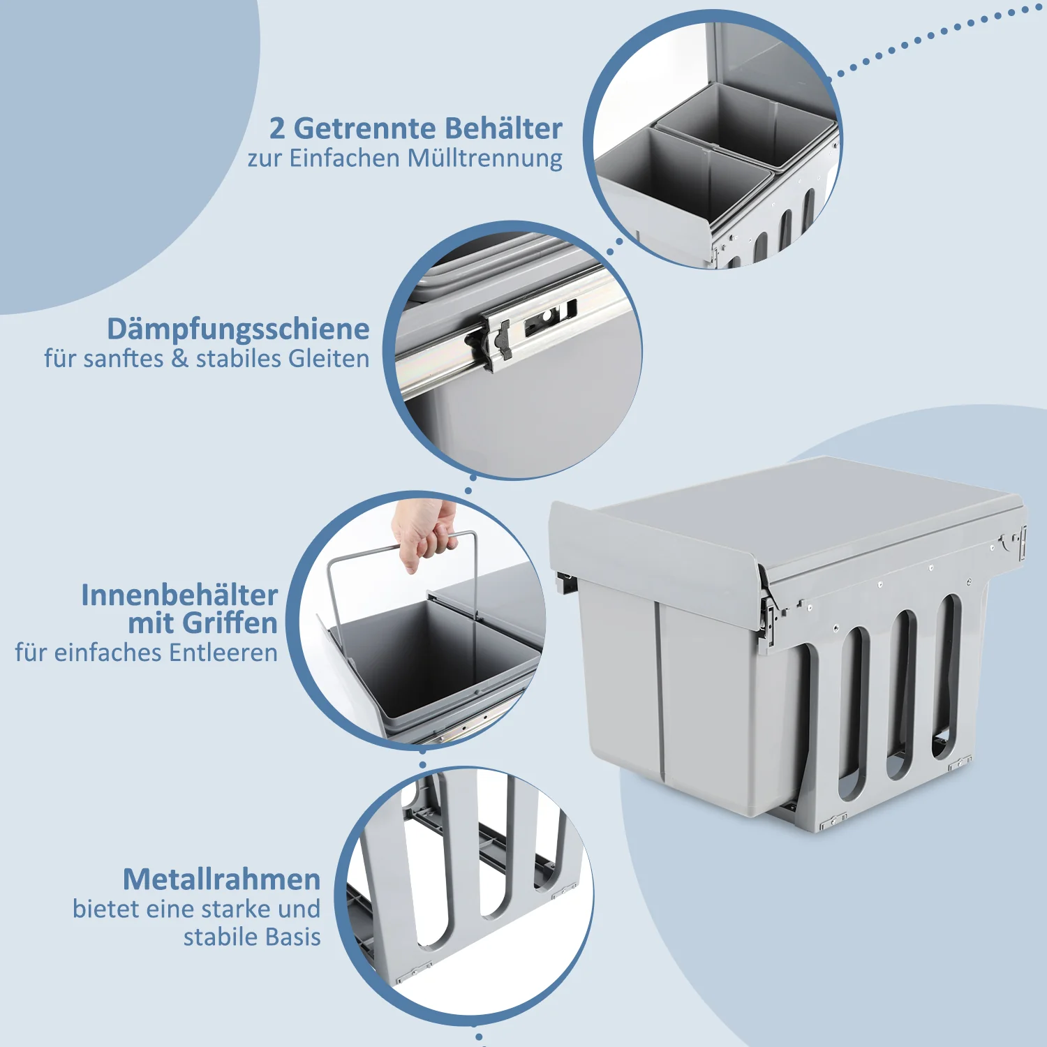 Mülleimer Abfalleimer Einbau 30L Schrank