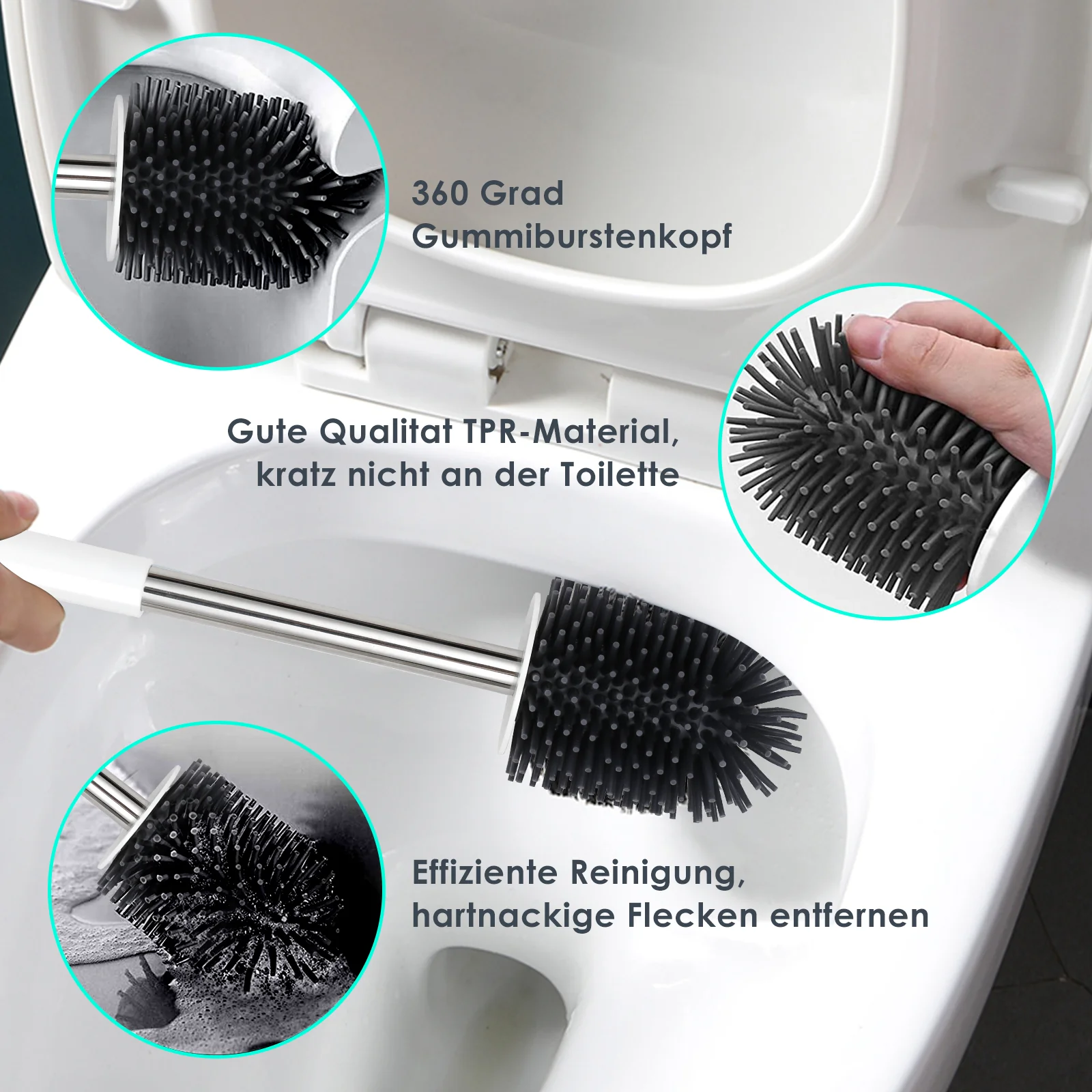Silikon Toilettenbürste Steril Edelstahl 2 in 1